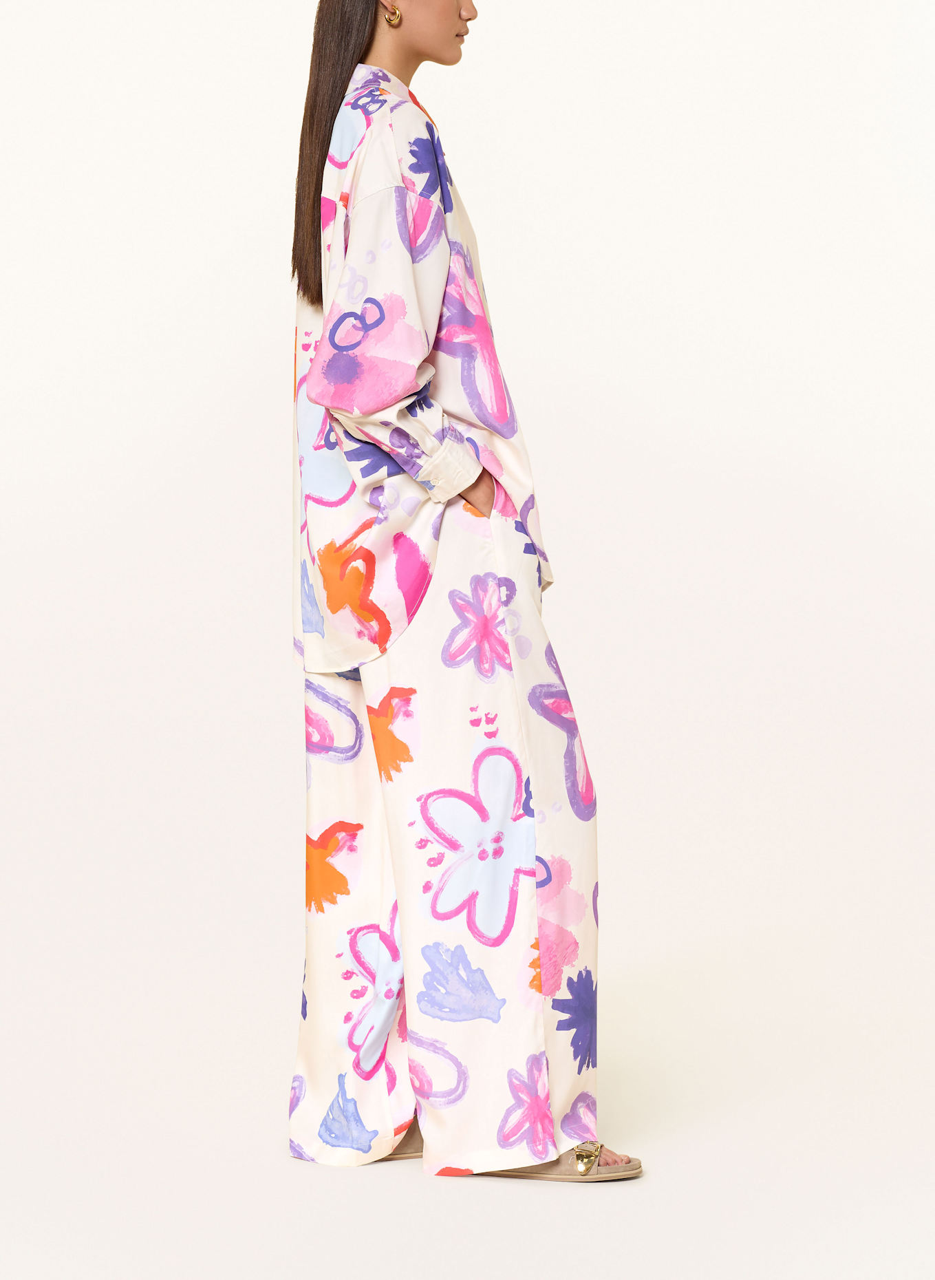 OH APRIL Spodnie marlena ANTONIA: BIAŁY / LILA / MOCNORÓŻOWY