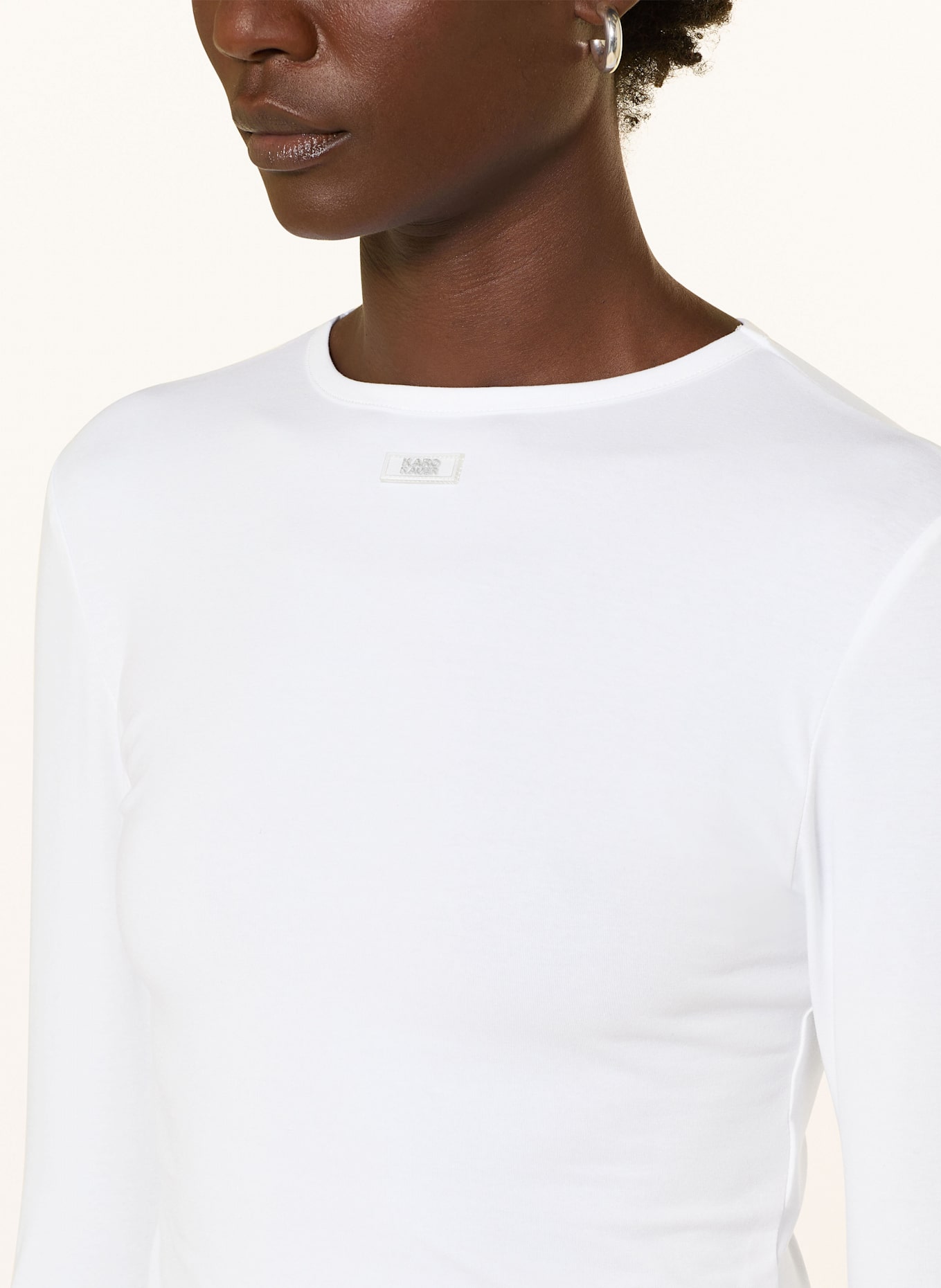 KARO KAUER T-shirt à manches longues court: BLANC