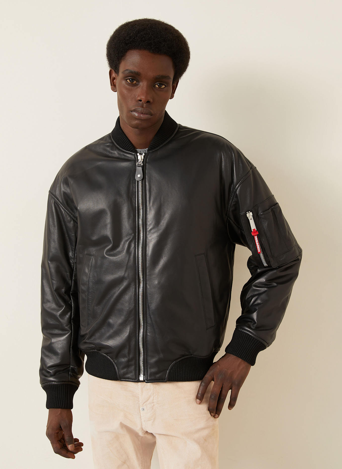 DSQUARED2 Lederjacke: SCHWARZ