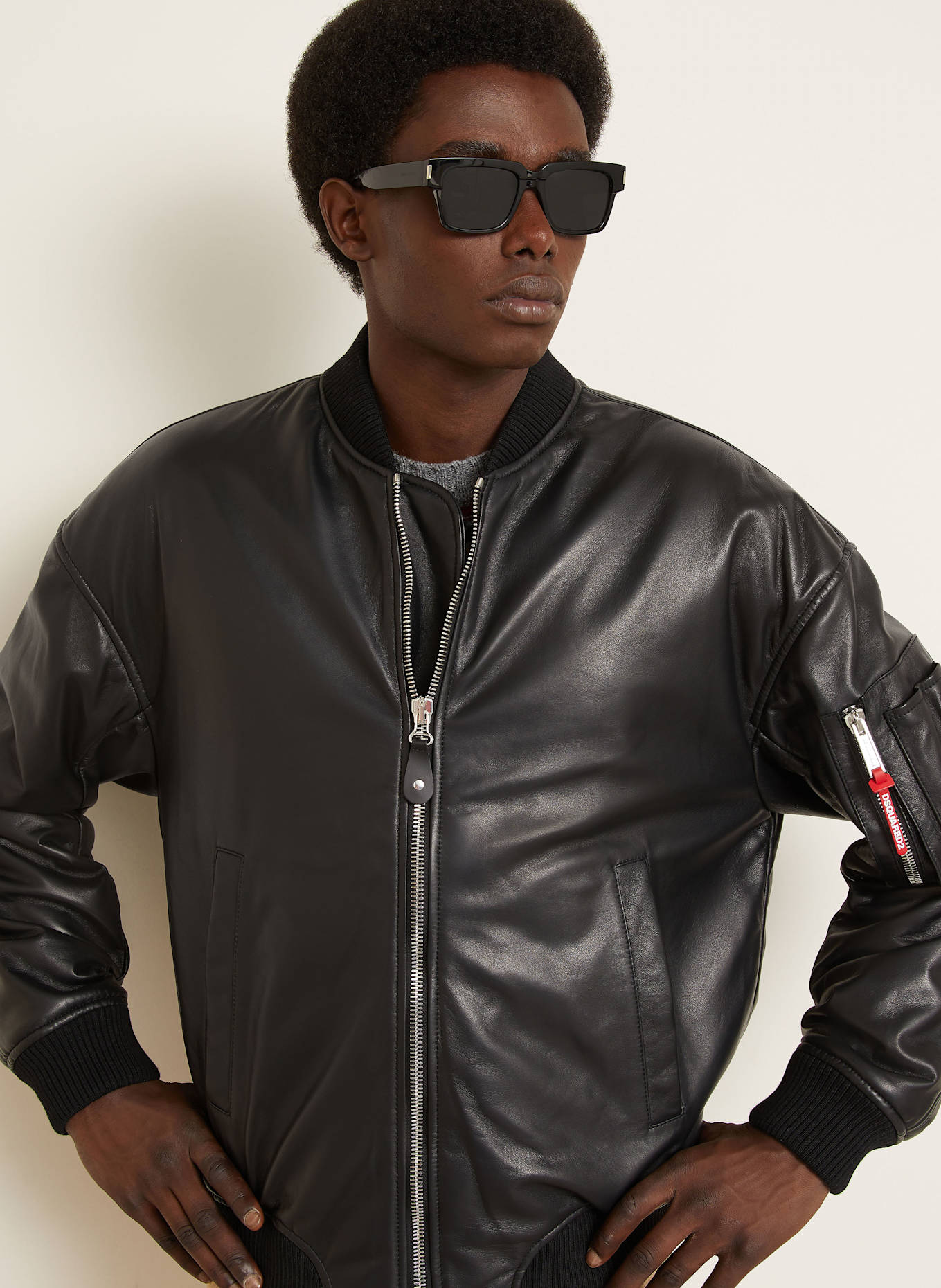 DSQUARED2 Lederjacke: SCHWARZ