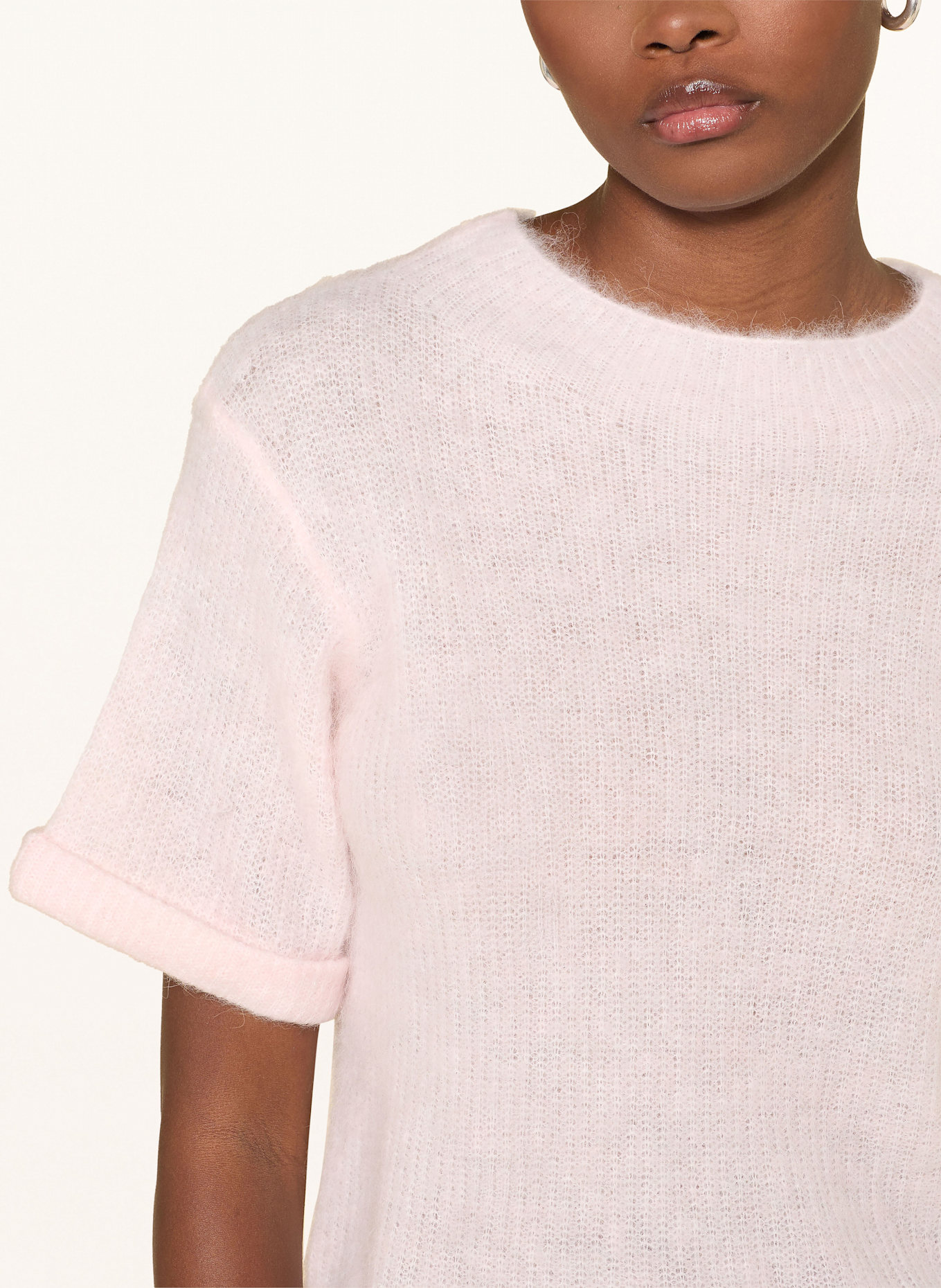 American Vintage Dzianinowa koszulka z dodatkiem alpaki: JASNORÓŻOWY