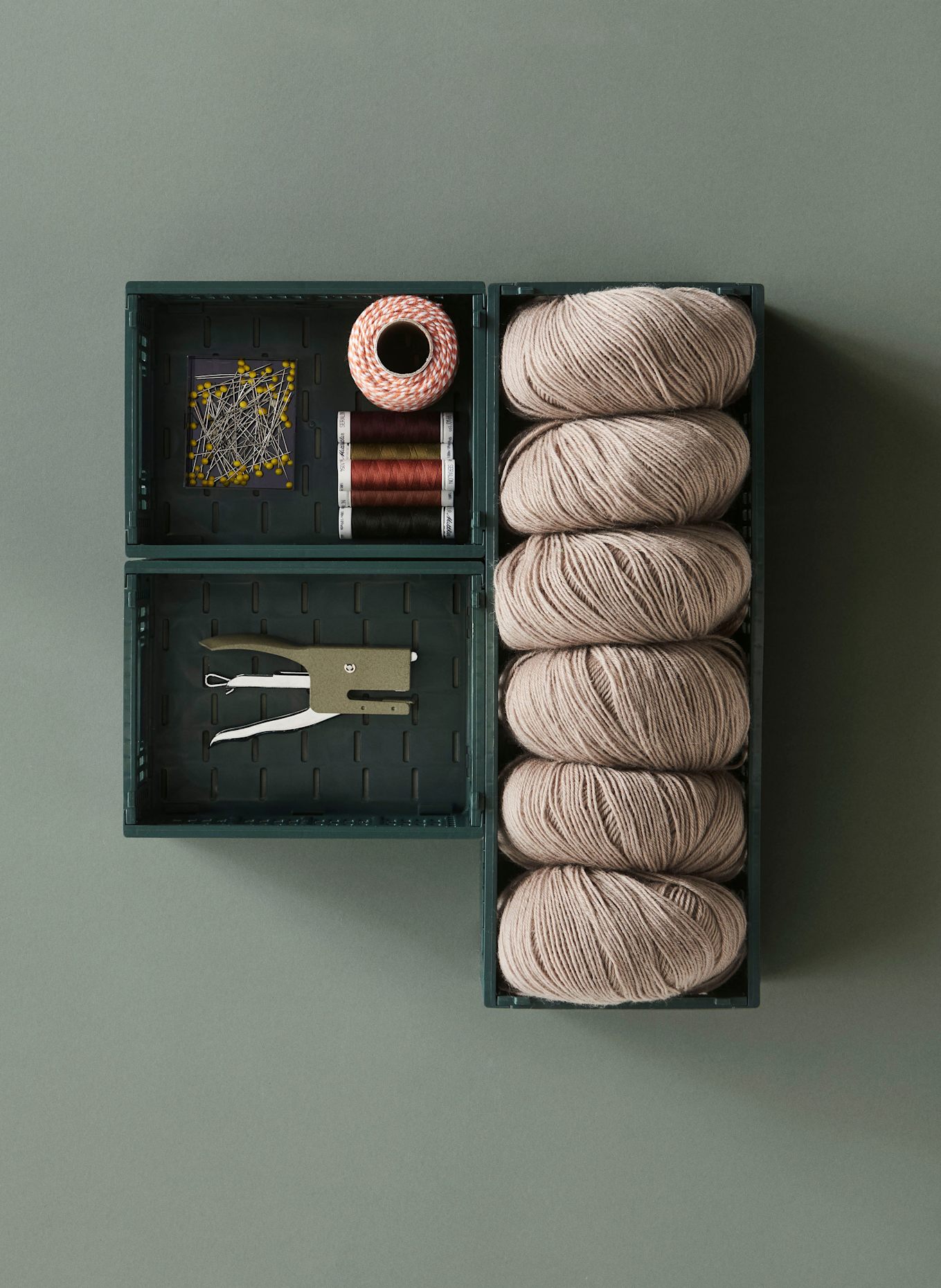 HAY 2er-Set Klappboxen COLOUR CRATE MINI: DUNKELGRÜN