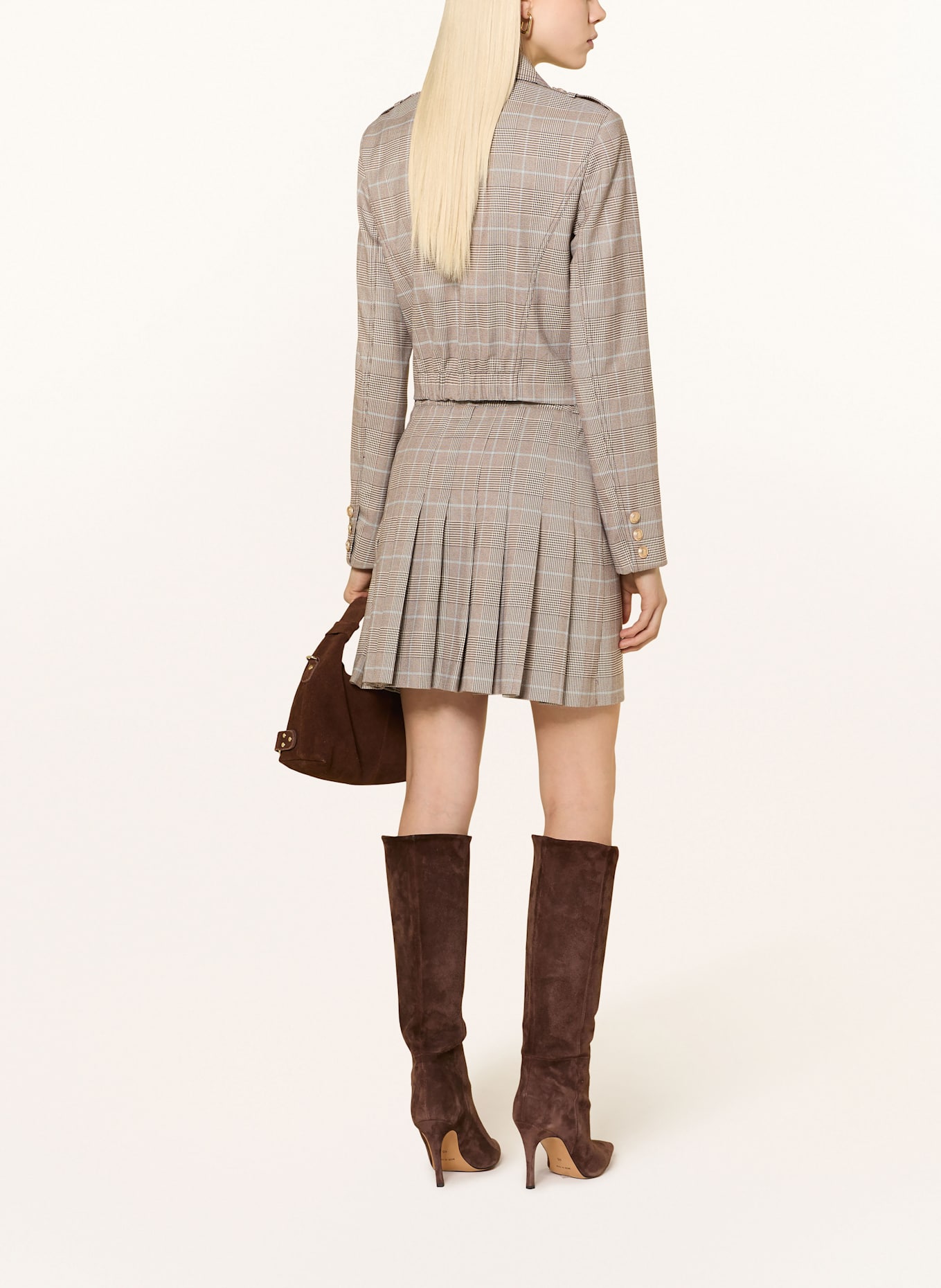 GUESS Kastenjacke GERALDINE: DUNKELBRAUN / ECRU / HELLBLAU