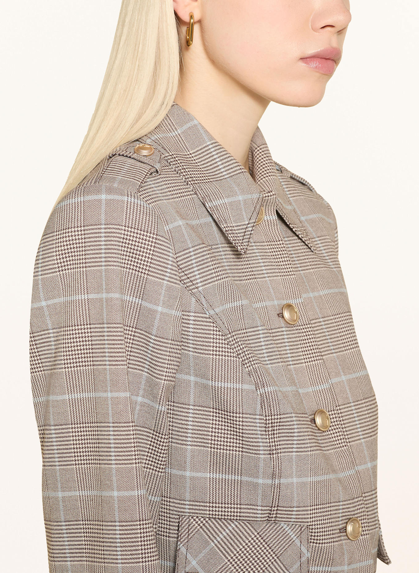 GUESS Kastenjacke GERALDINE: DUNKELBRAUN / ECRU / HELLBLAU