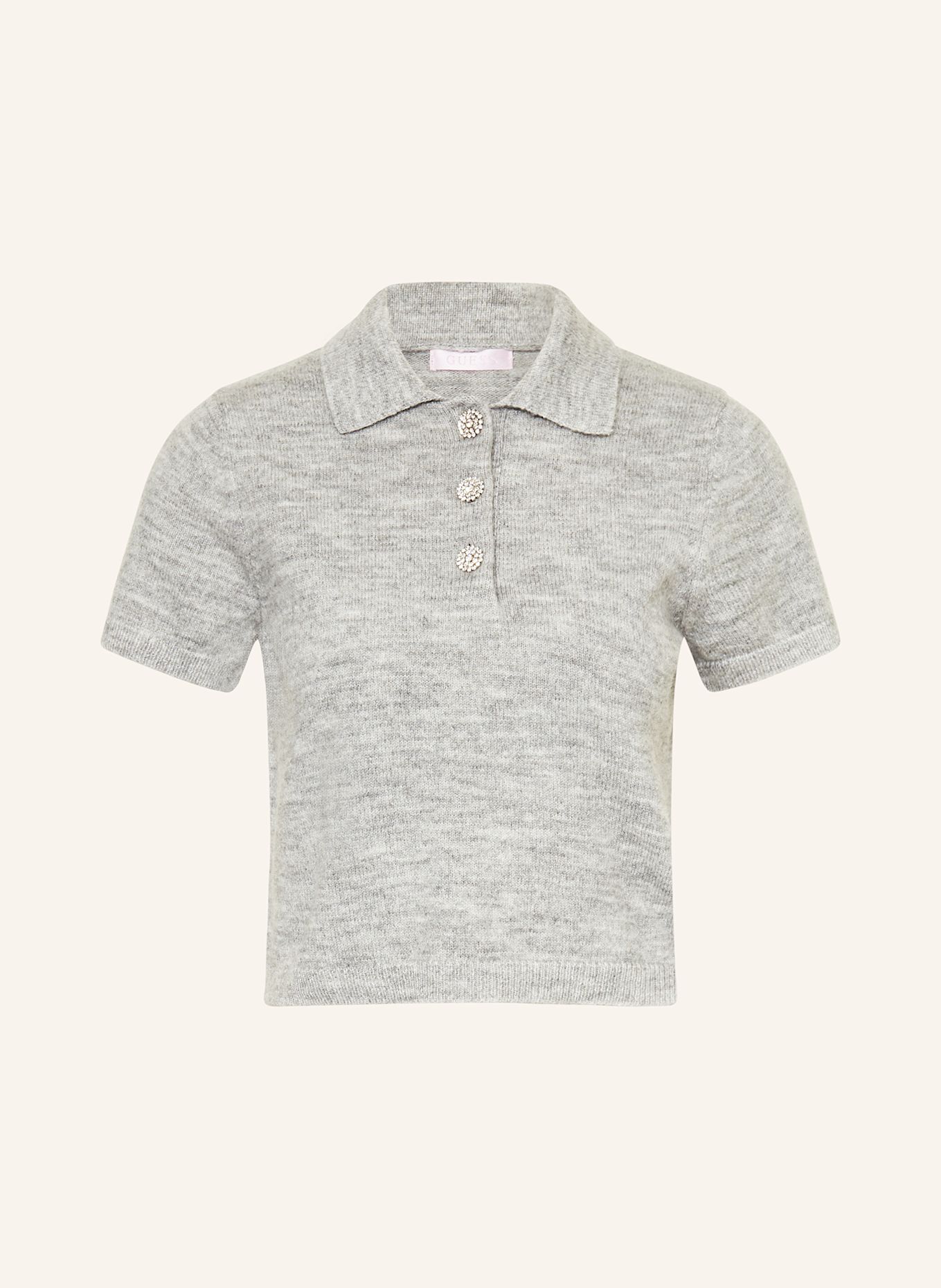 GUESS Strick-Poloshirt: HELLGRAU