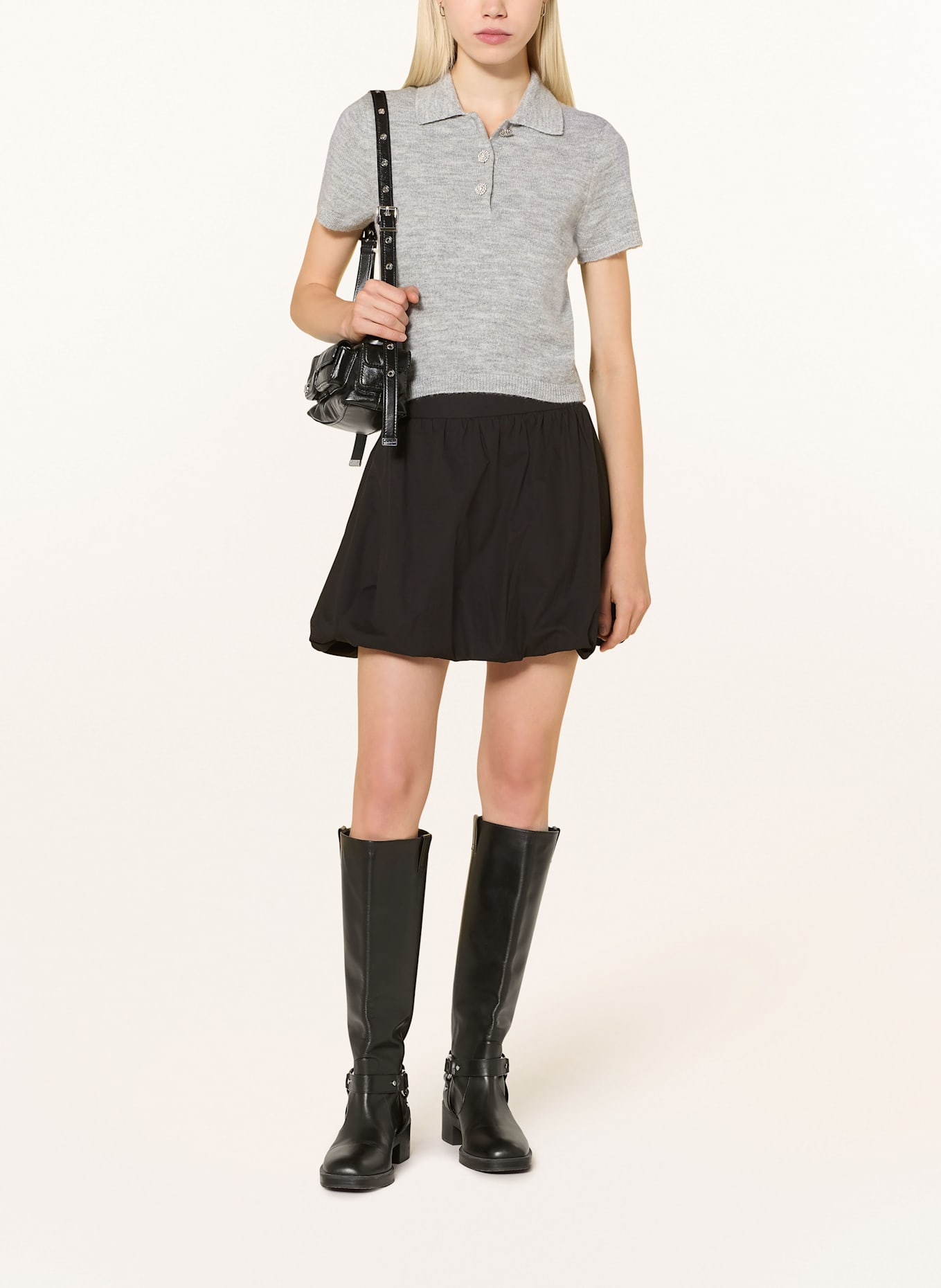 GUESS Strick-Poloshirt: HELLGRAU