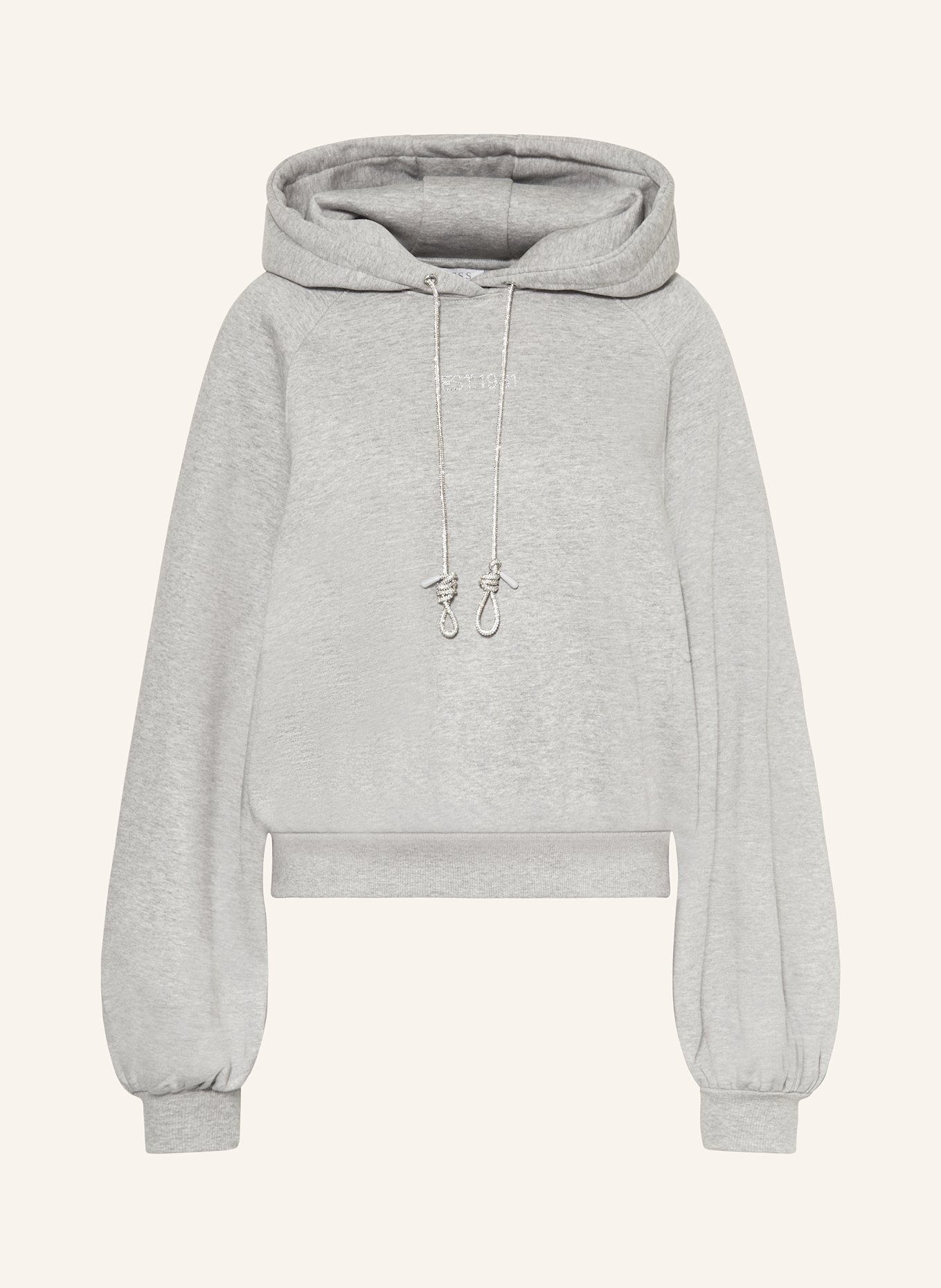 GUESS Hoodie with decorative gems: LIGHT GRAY