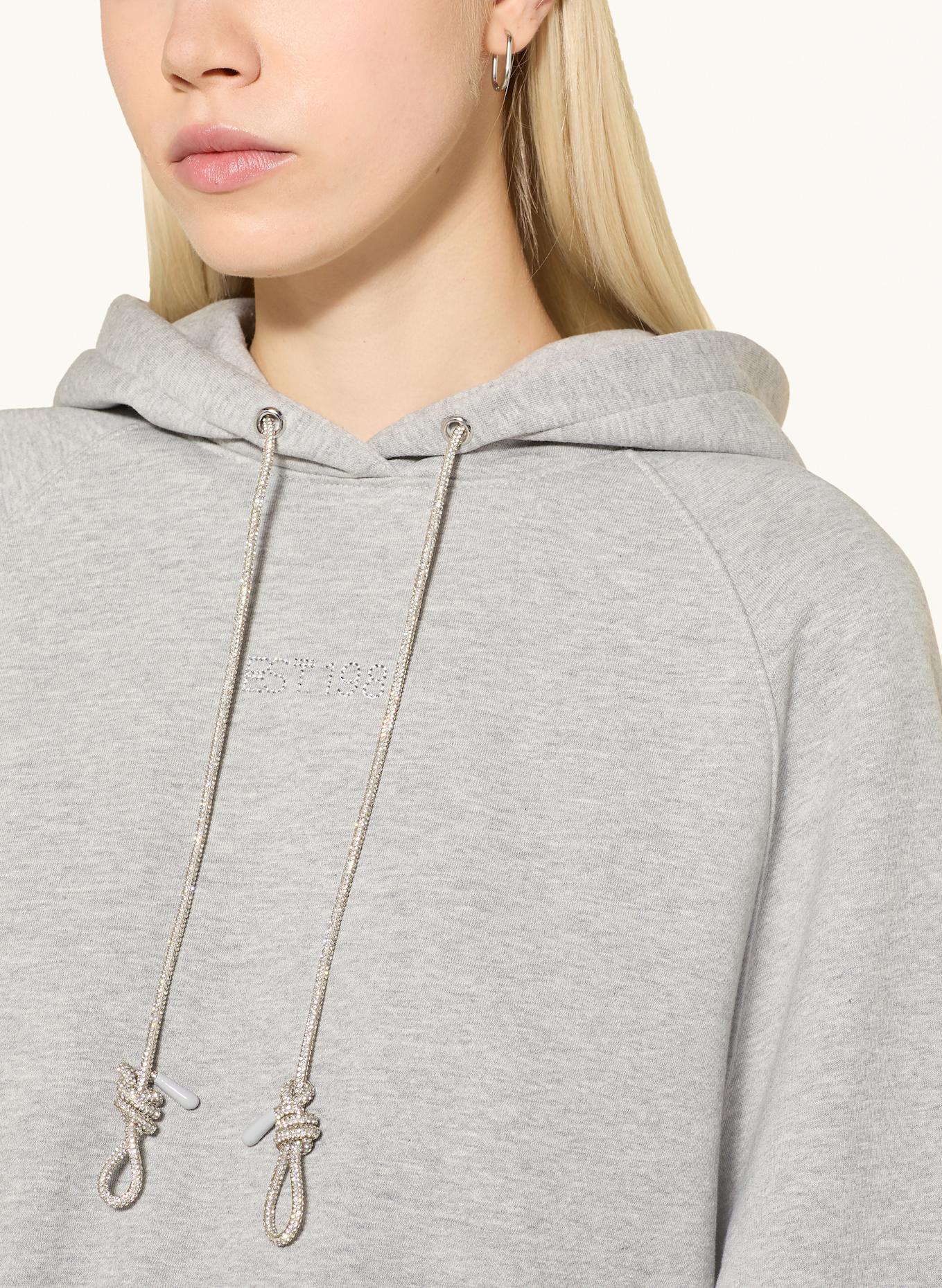 GUESS Hoodie with decorative gems: LIGHT GRAY