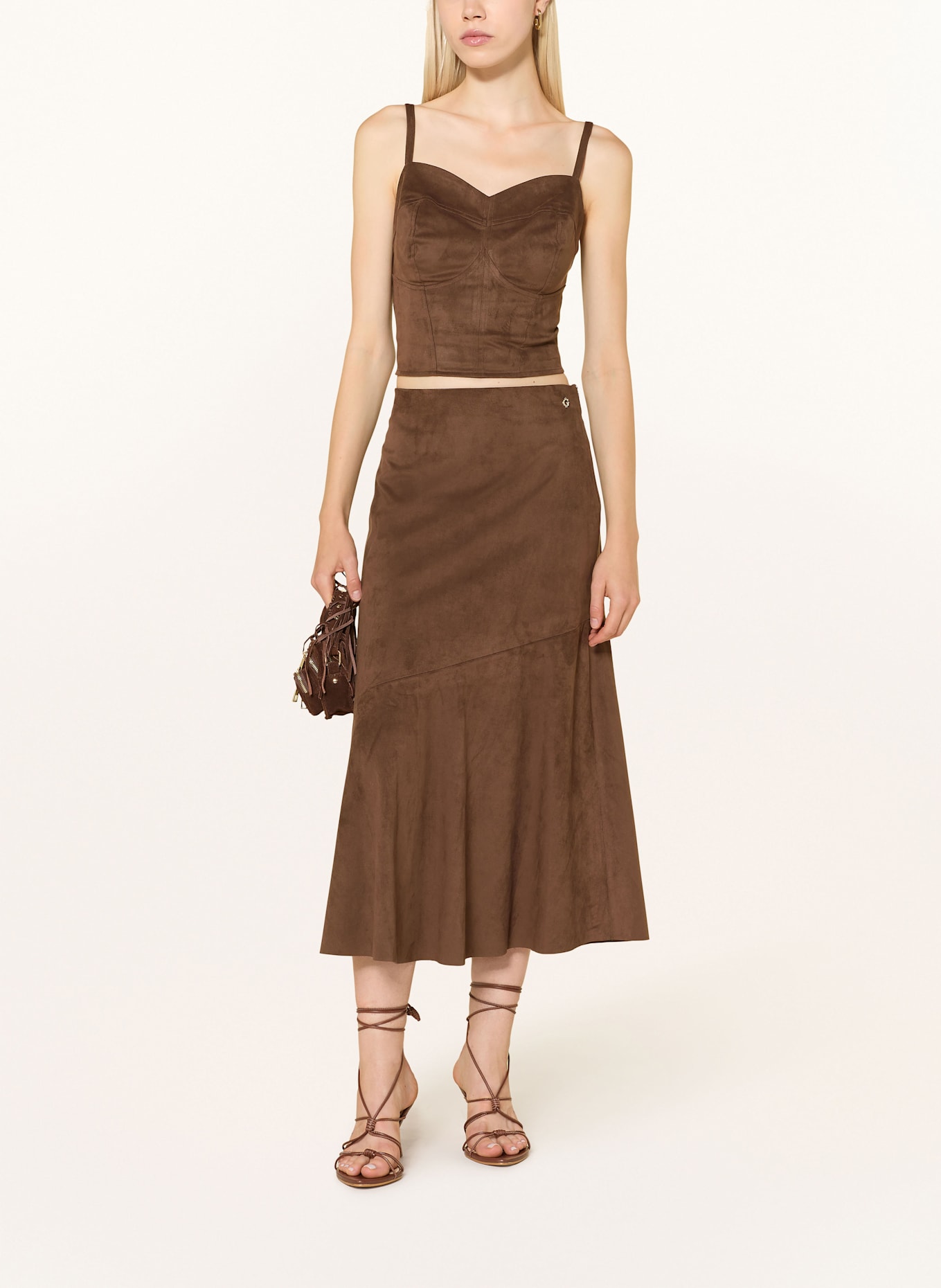 GUESS Top in Lederoptik: DUNKELBRAUN