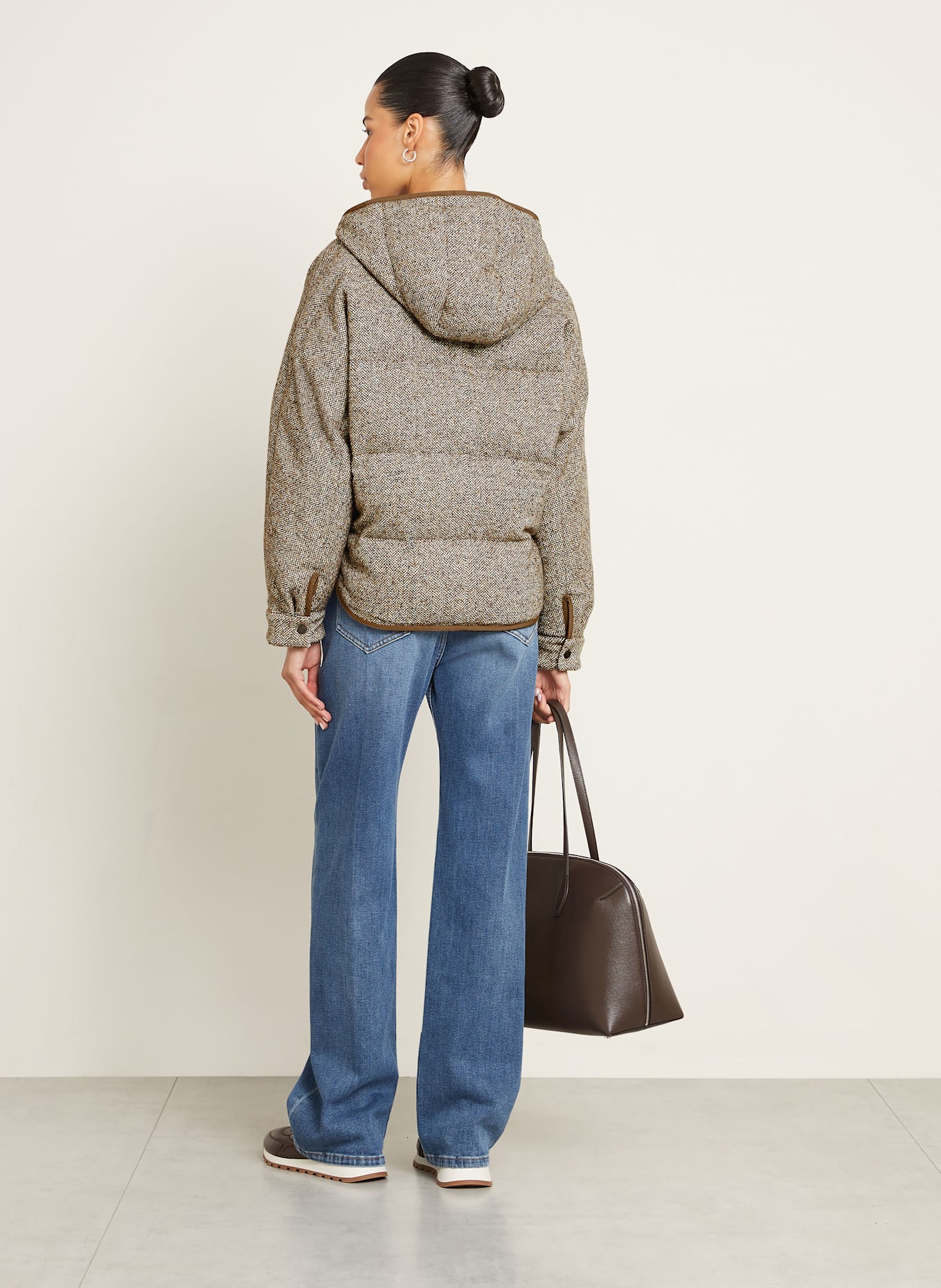 BRUNELLO CUCINELLI Daunenjacke: BEIGE / ECRU / SCHWARZ