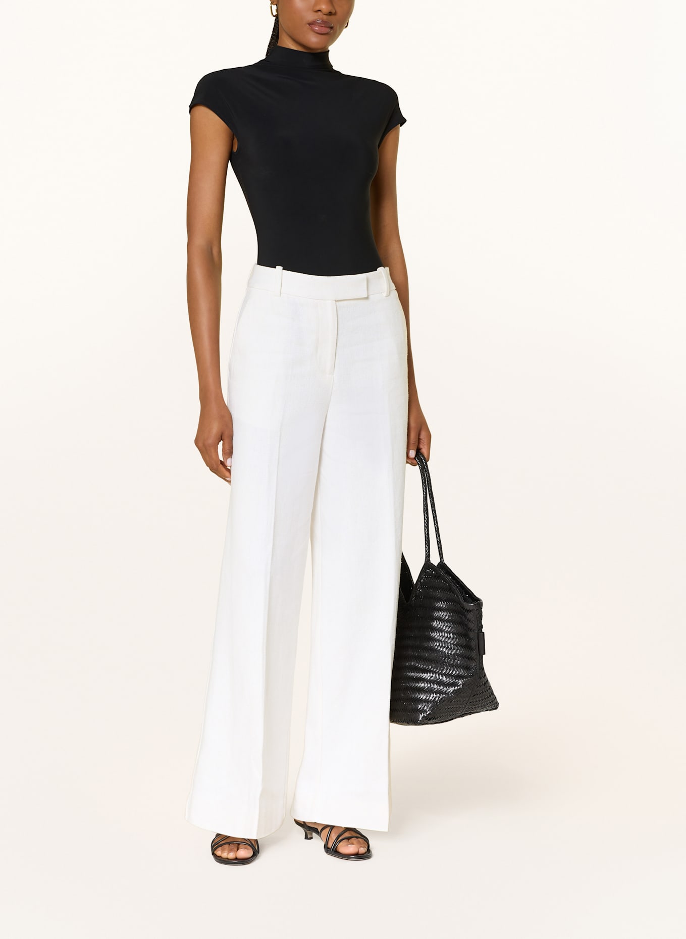 REISS Marlenehose DEVON mit Leinen: ECRU