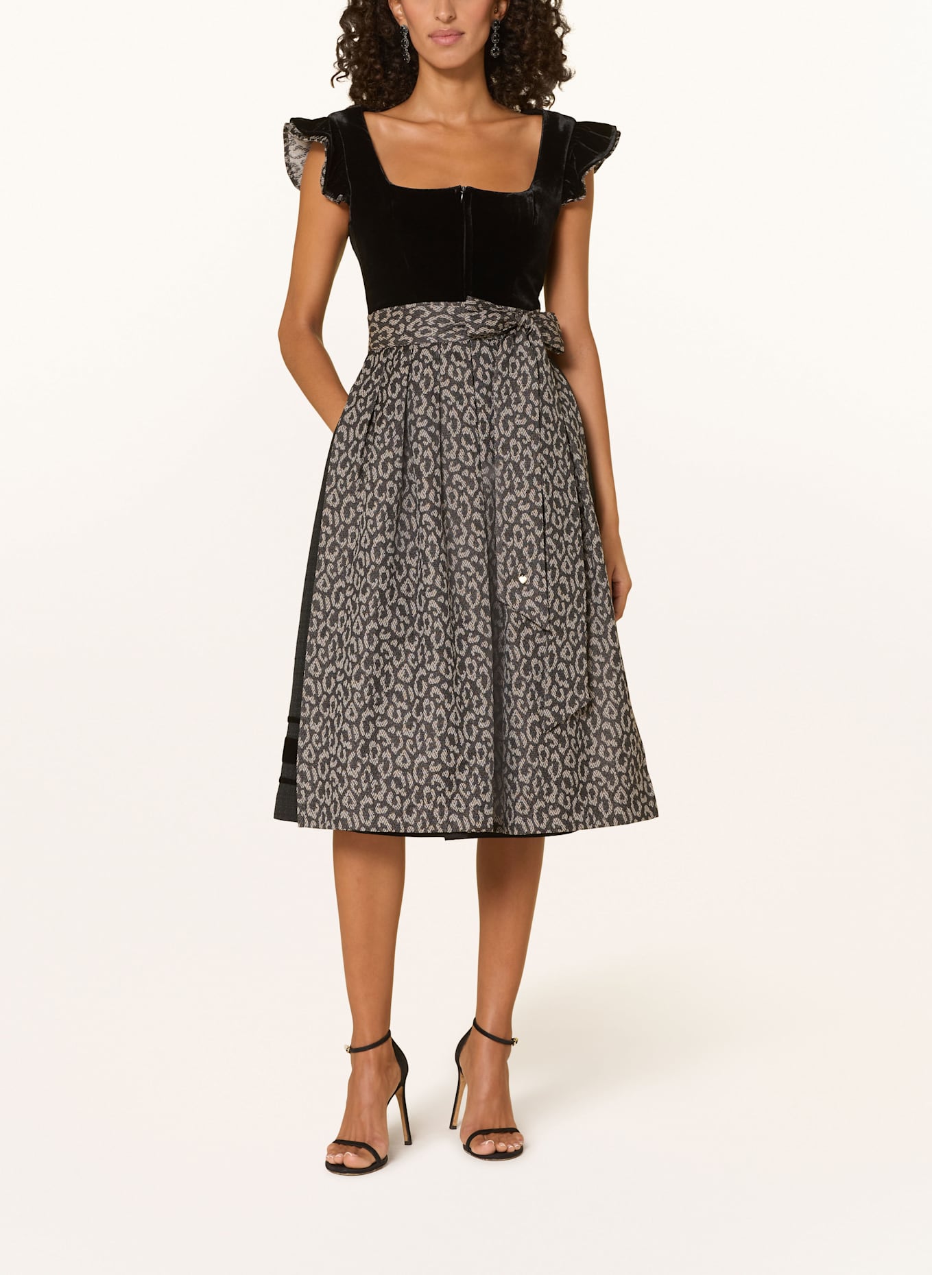 AlpenHERZ Dirndl LEO mit abnehmbaren Ärmeln: SCHWARZ / BEIGE