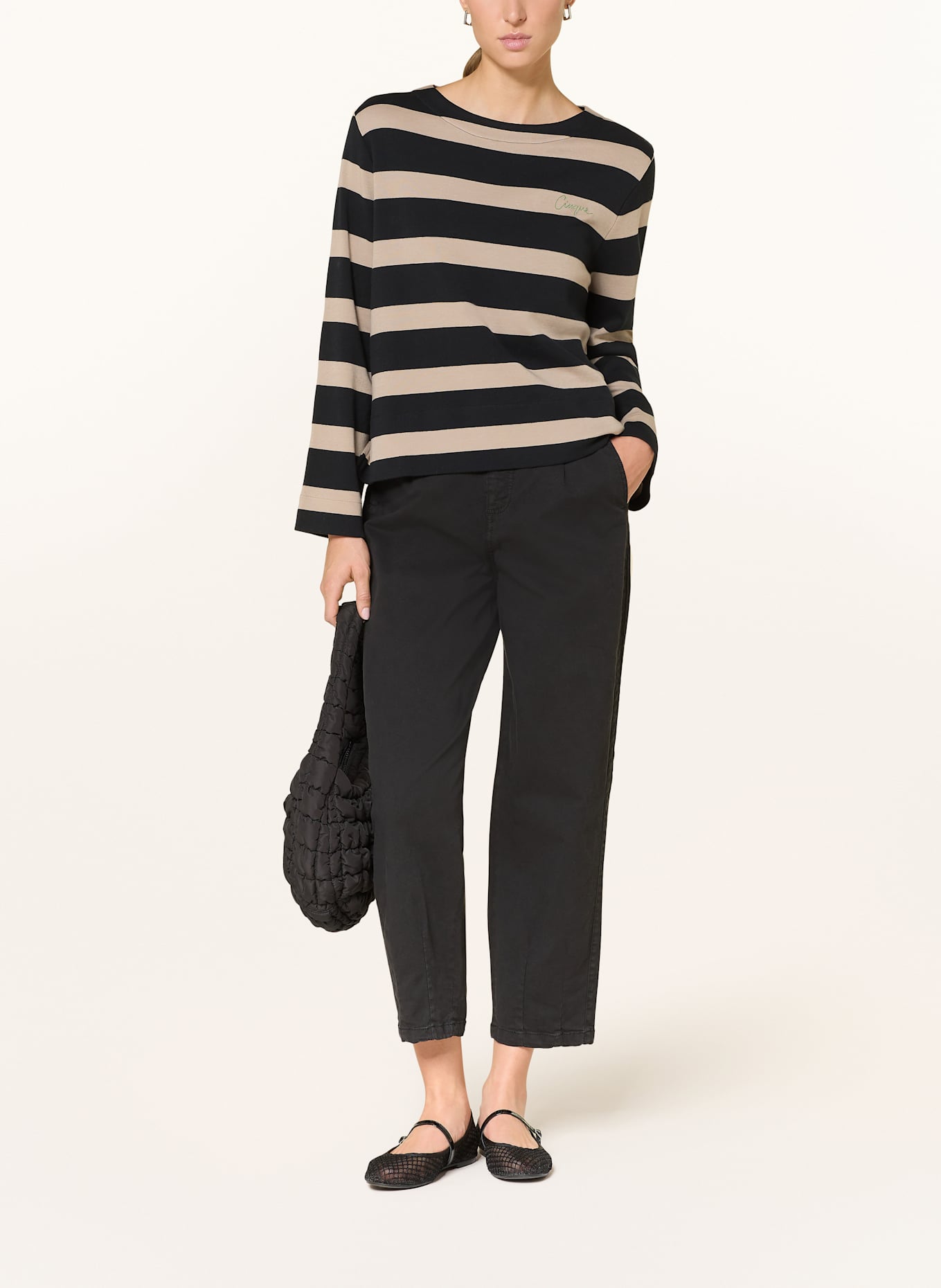 CINQUE Longsleeve CITACY: BEIGE / SCHWARZ