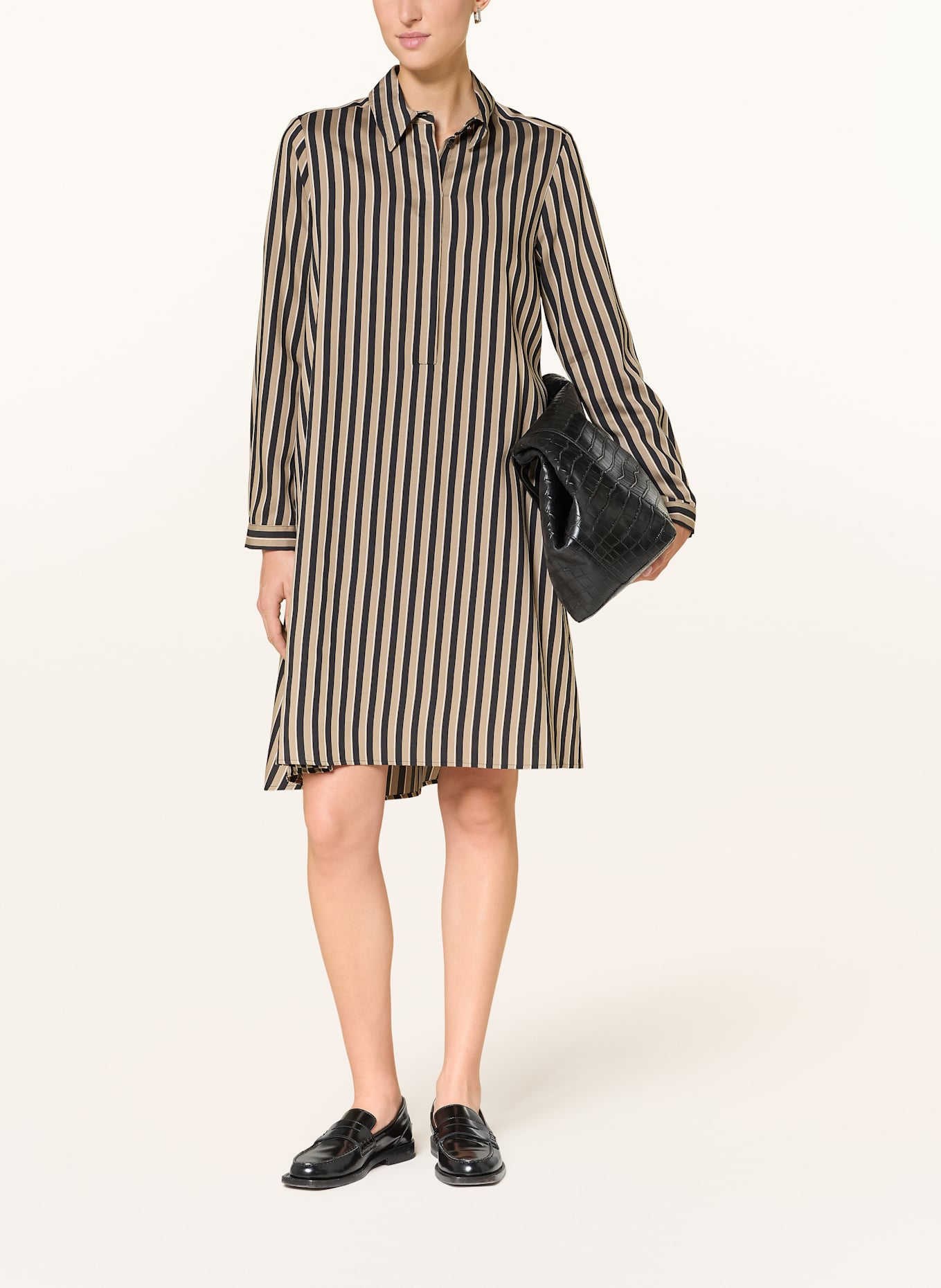 CINQUE Hemdblusenkleid CIELIA: HELLBRAUN / SCHWARZ / WEISS