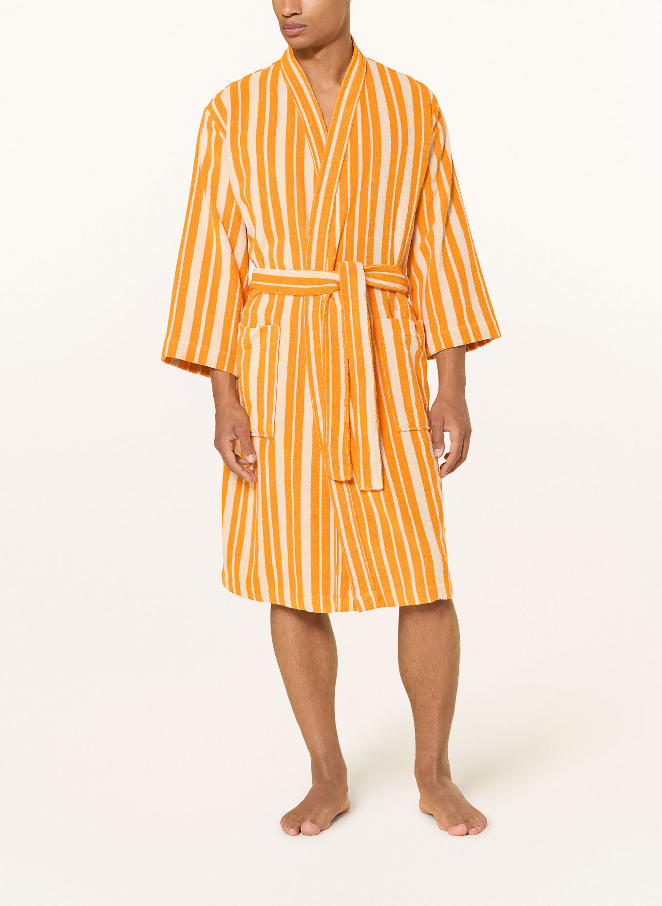 marimekko Unisex-Bademantel RAIDE: DUNKELGELB / CREME