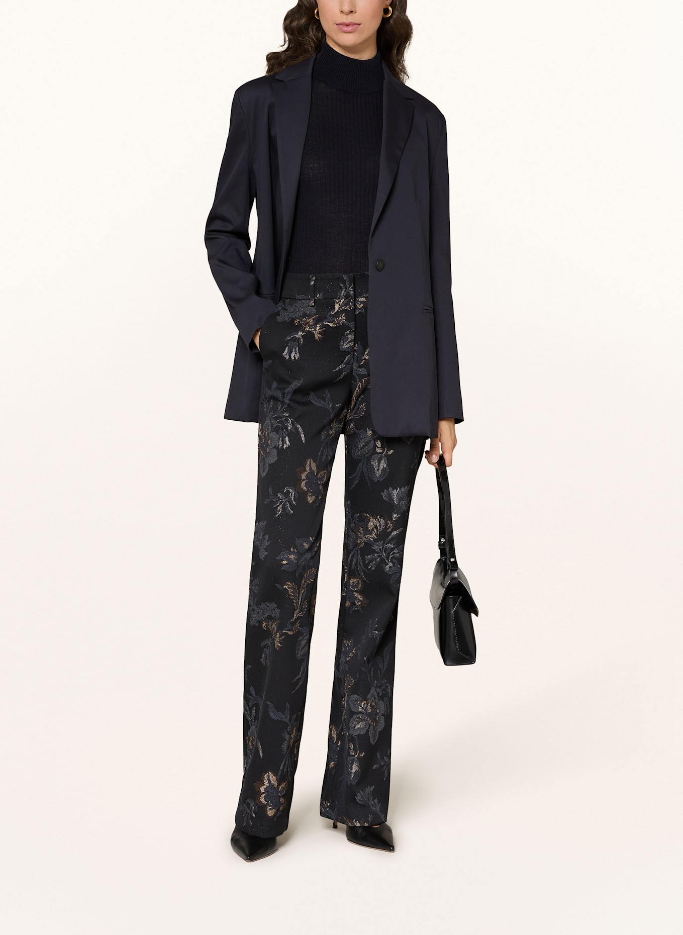 CAMBIO Jacquard-Hose FRANCE: SCHWARZ / DUNKELBLAU / BRAUN