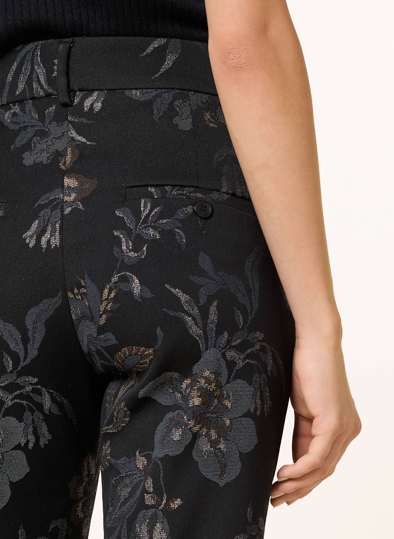 CAMBIO Jacquard-Hose FRANCE: SCHWARZ / DUNKELBLAU / BRAUN