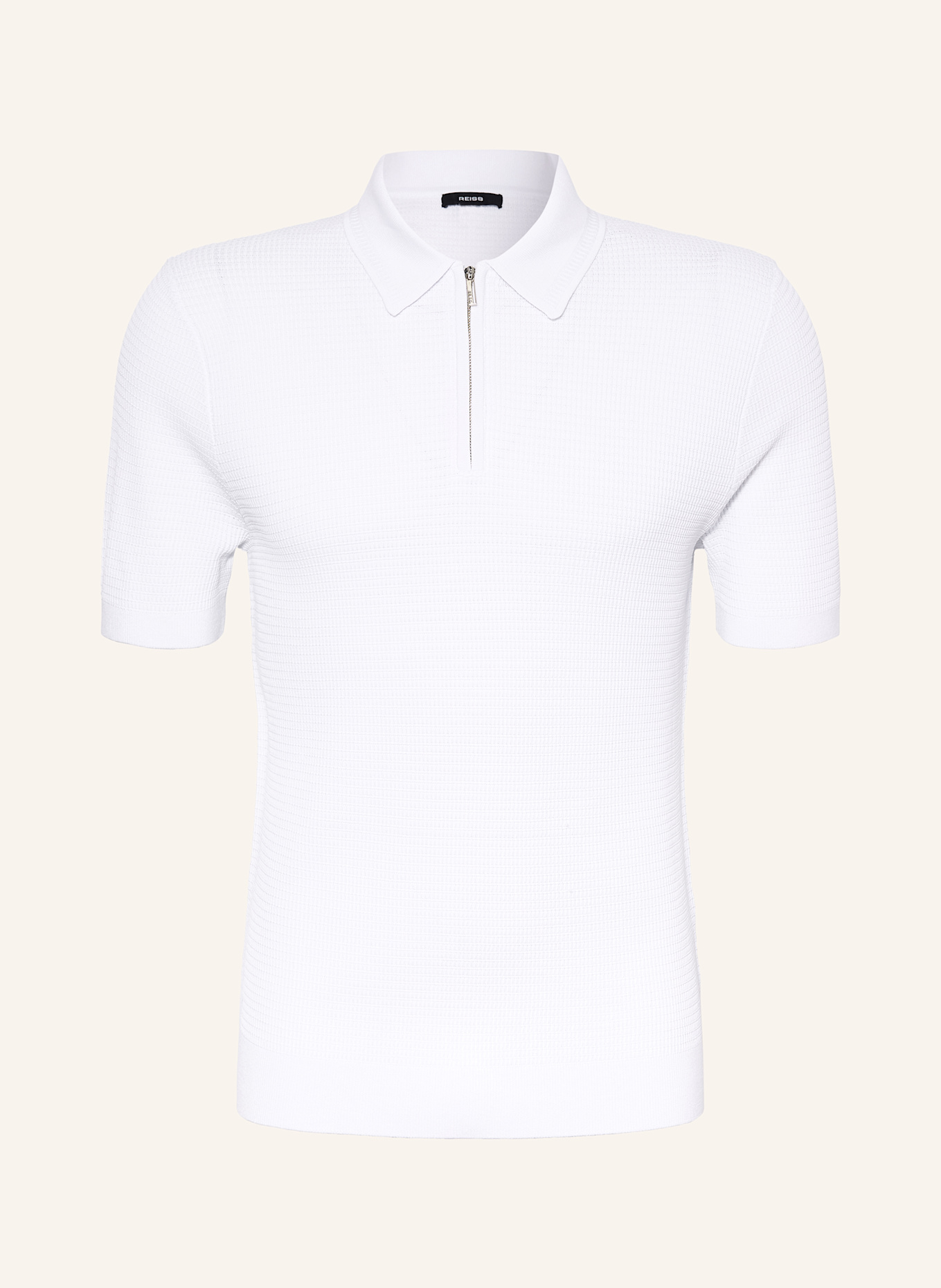 REISS Knitted polo rugby shirt REGIS: WHITE