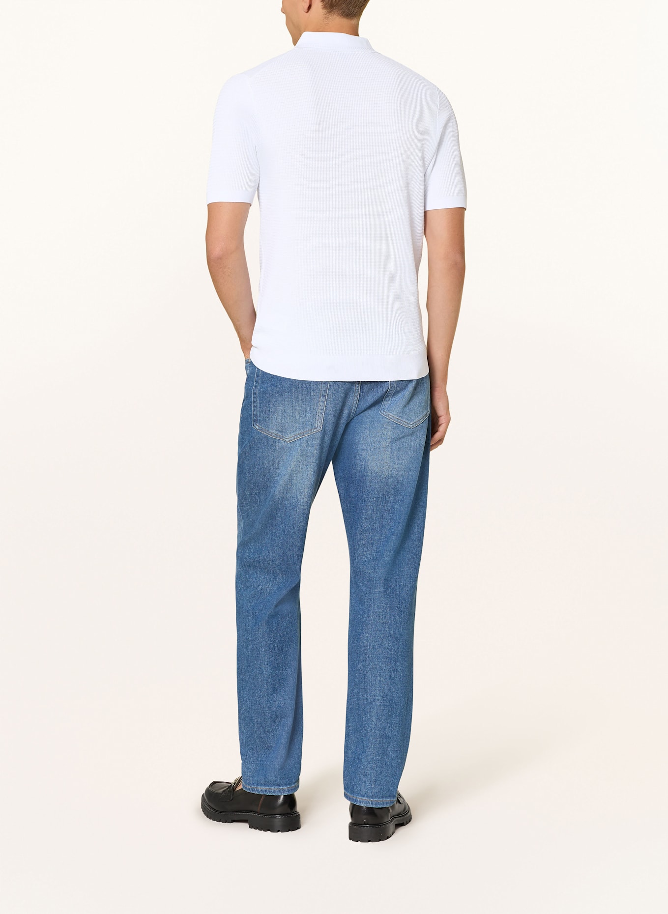 REISS Knitted polo rugby shirt REGIS: WHITE