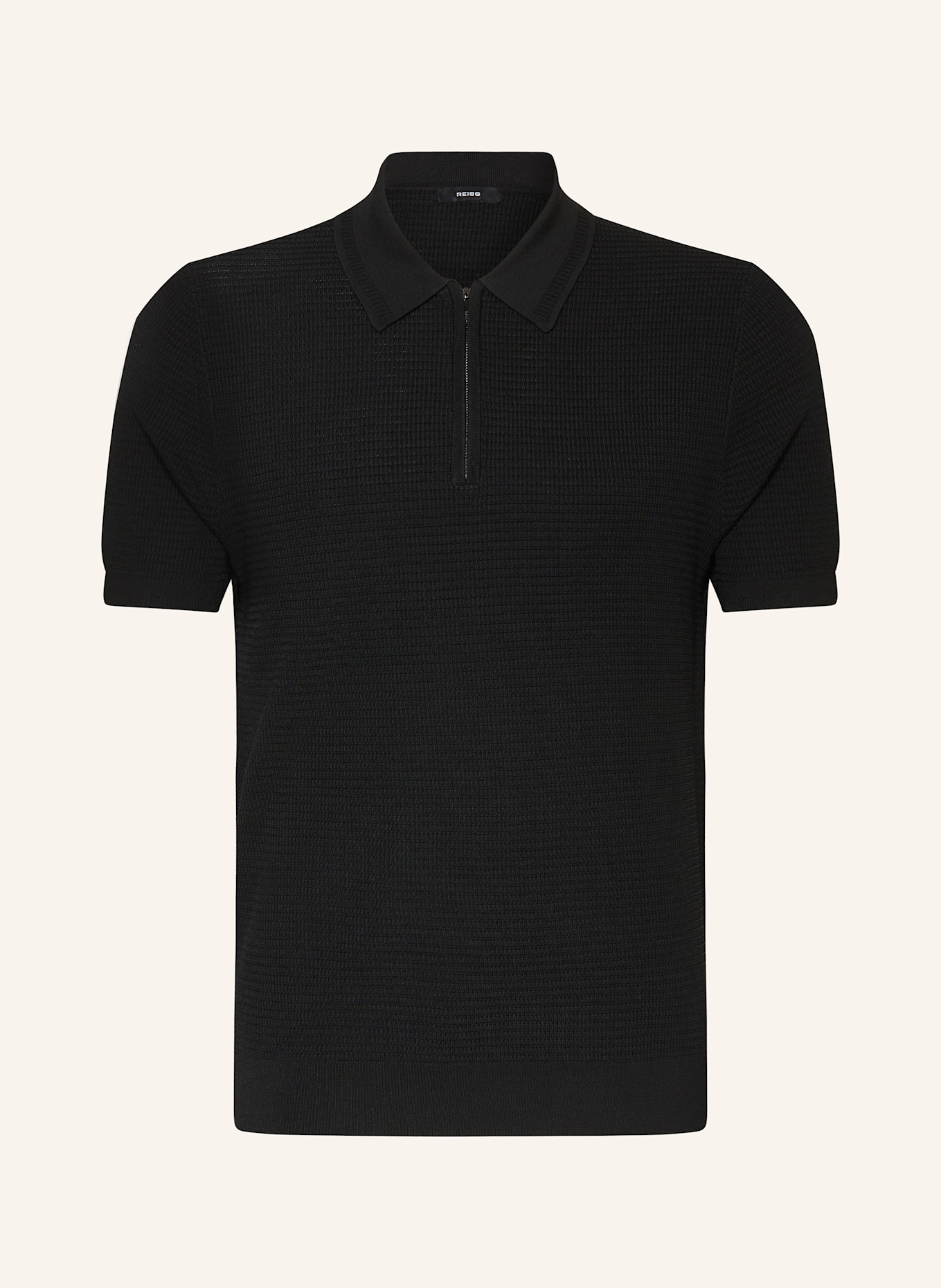 REISS Strick-Poloshirt REGIS: SCHWARZ