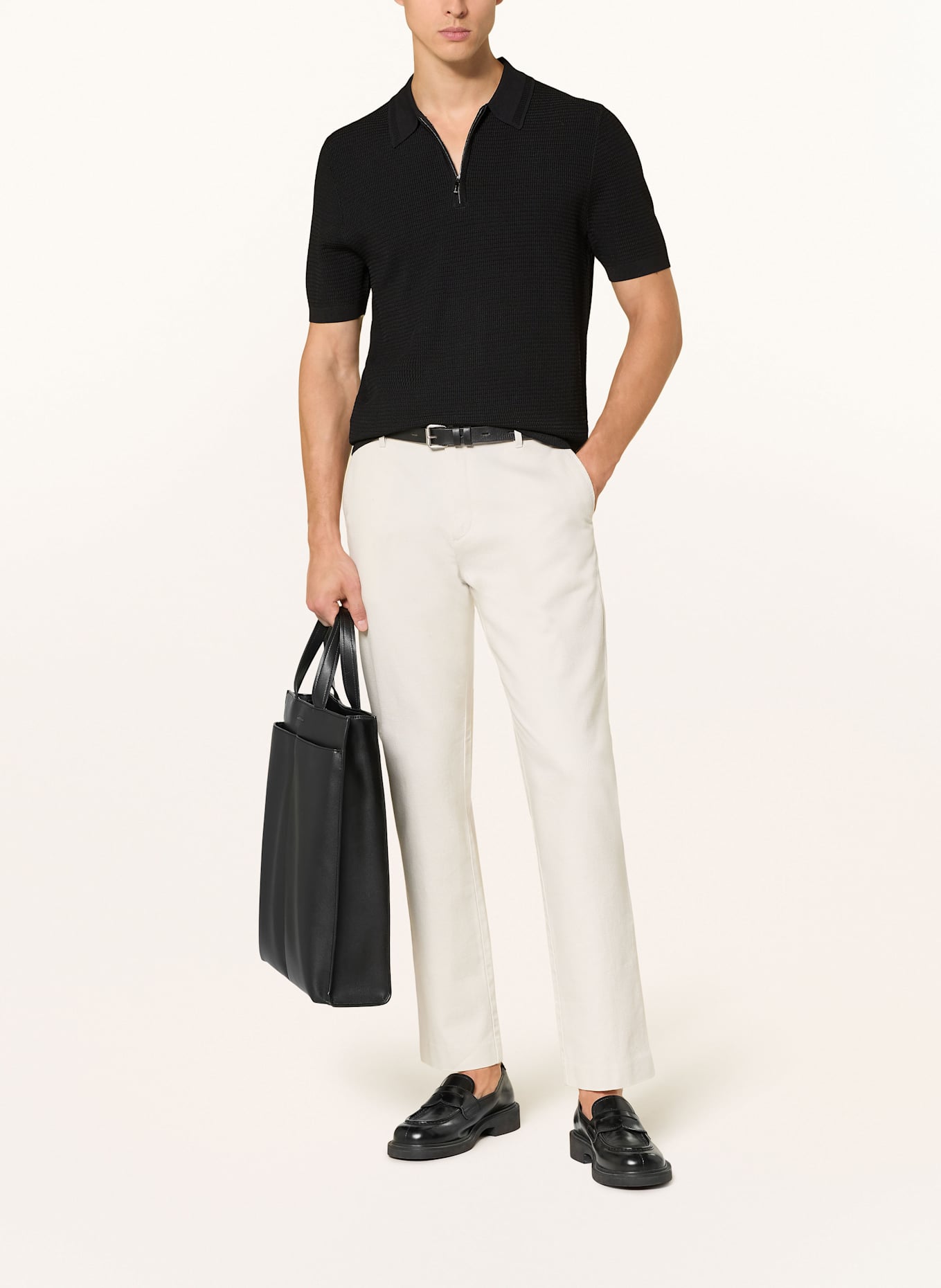 REISS Strick-Poloshirt REGIS: SCHWARZ