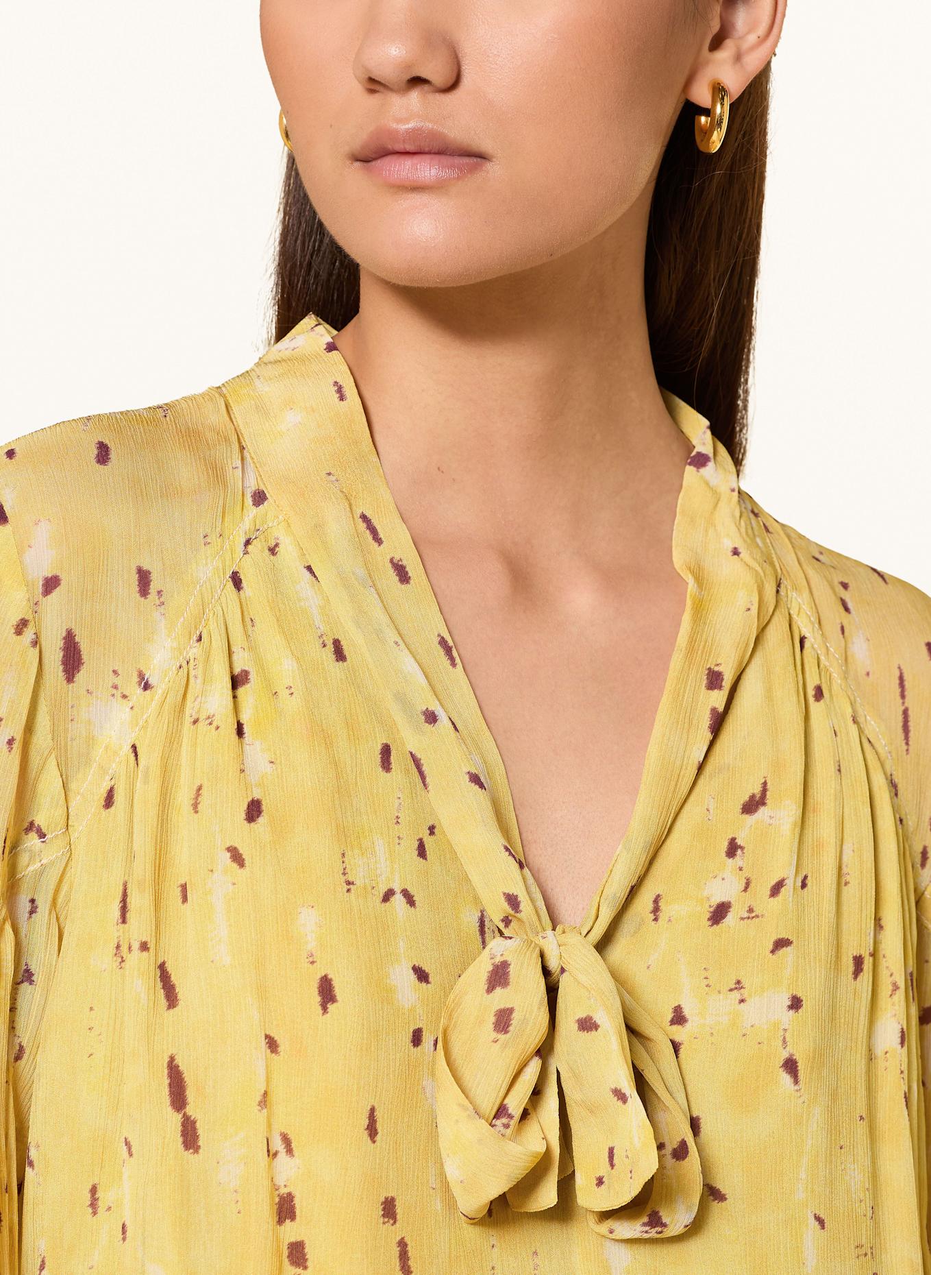 ba&sh Schluppenbluse KAMALA: GELB / DUNKELROT / WEISS