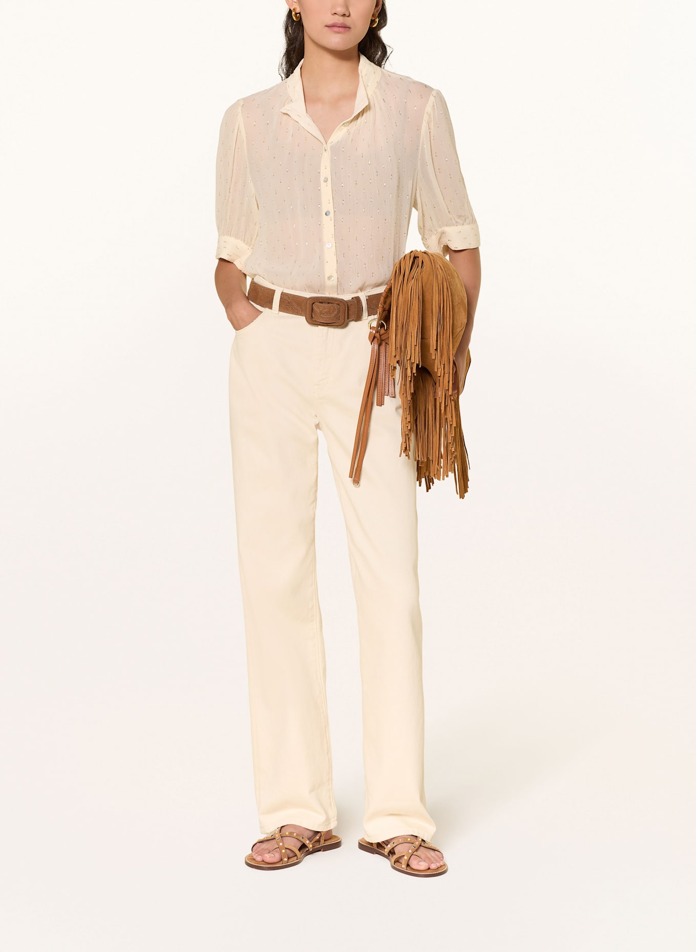 ba&sh Bluse MIMI mit Glitzergarn: ECRU