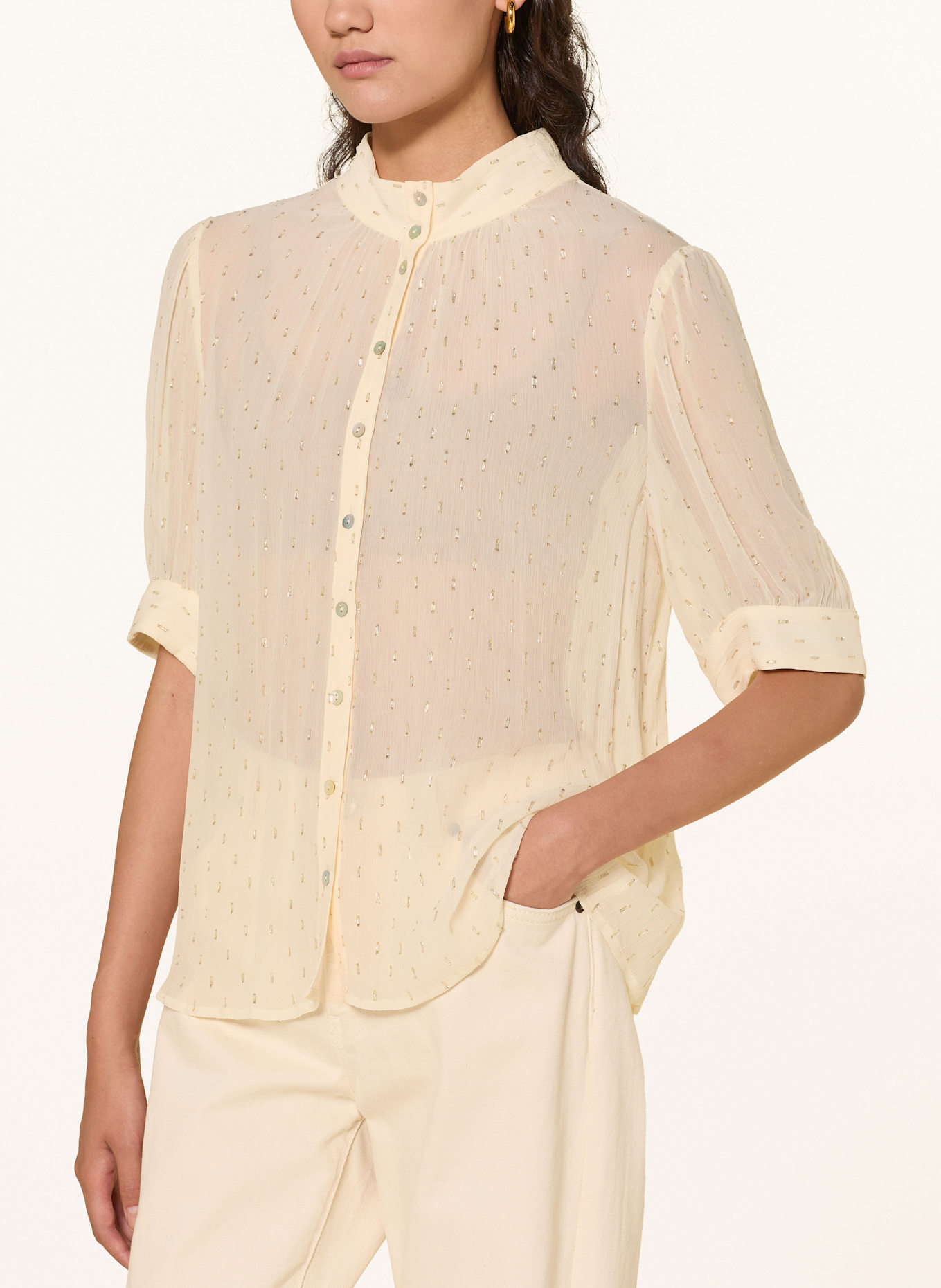 ba&sh Bluse MIMI mit Glitzergarn: ECRU