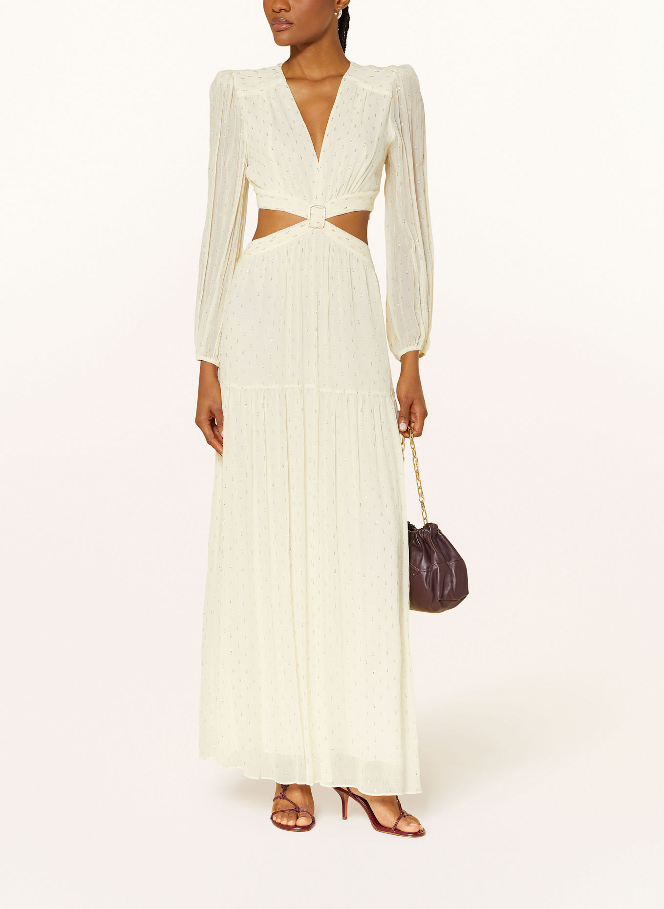 ba&sh Kleid MARRY mit Cut-outs und Glitzergarn: ECRU