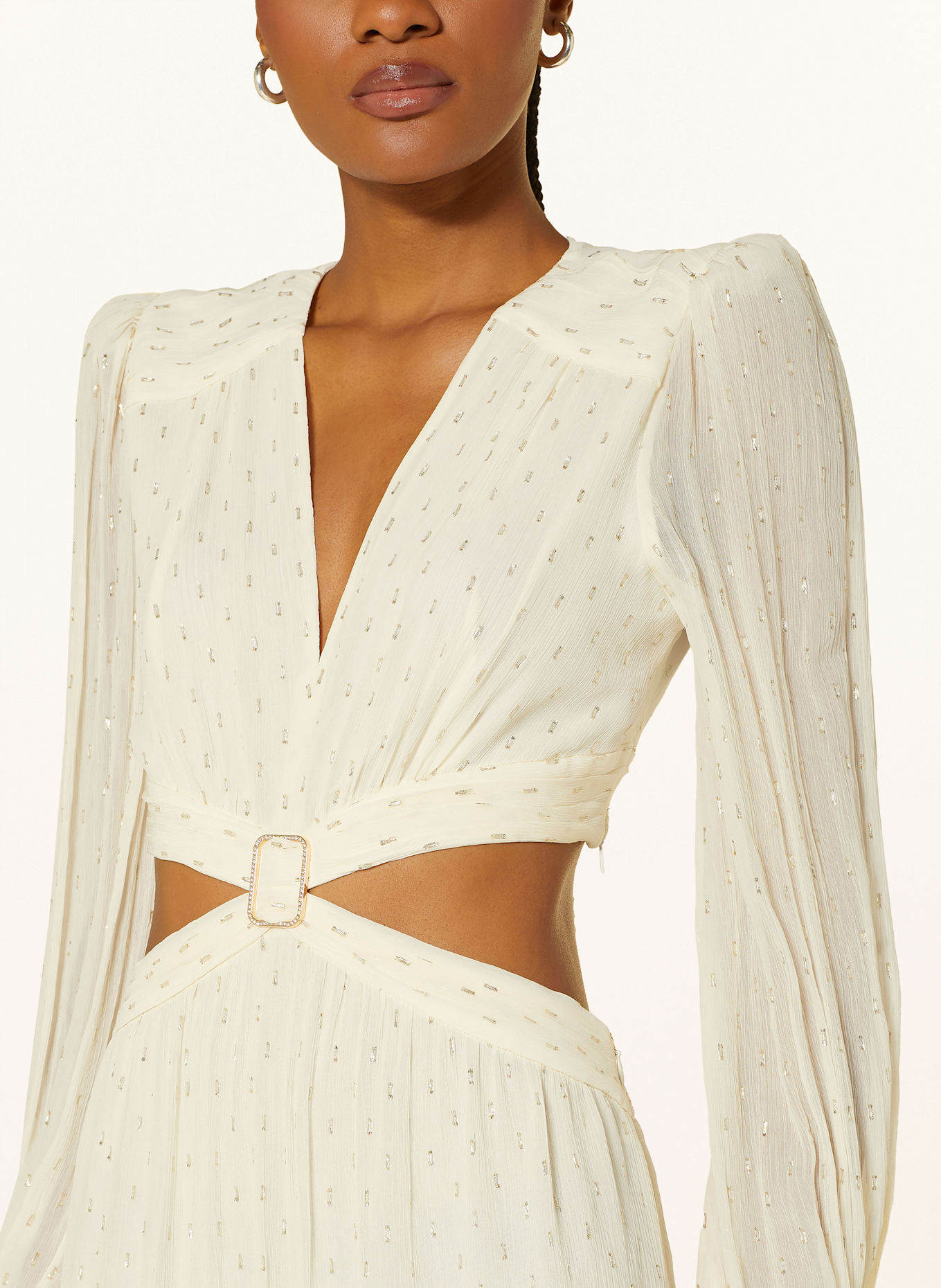 ba&sh Kleid MARRY mit Cut-outs und Glitzergarn: ECRU