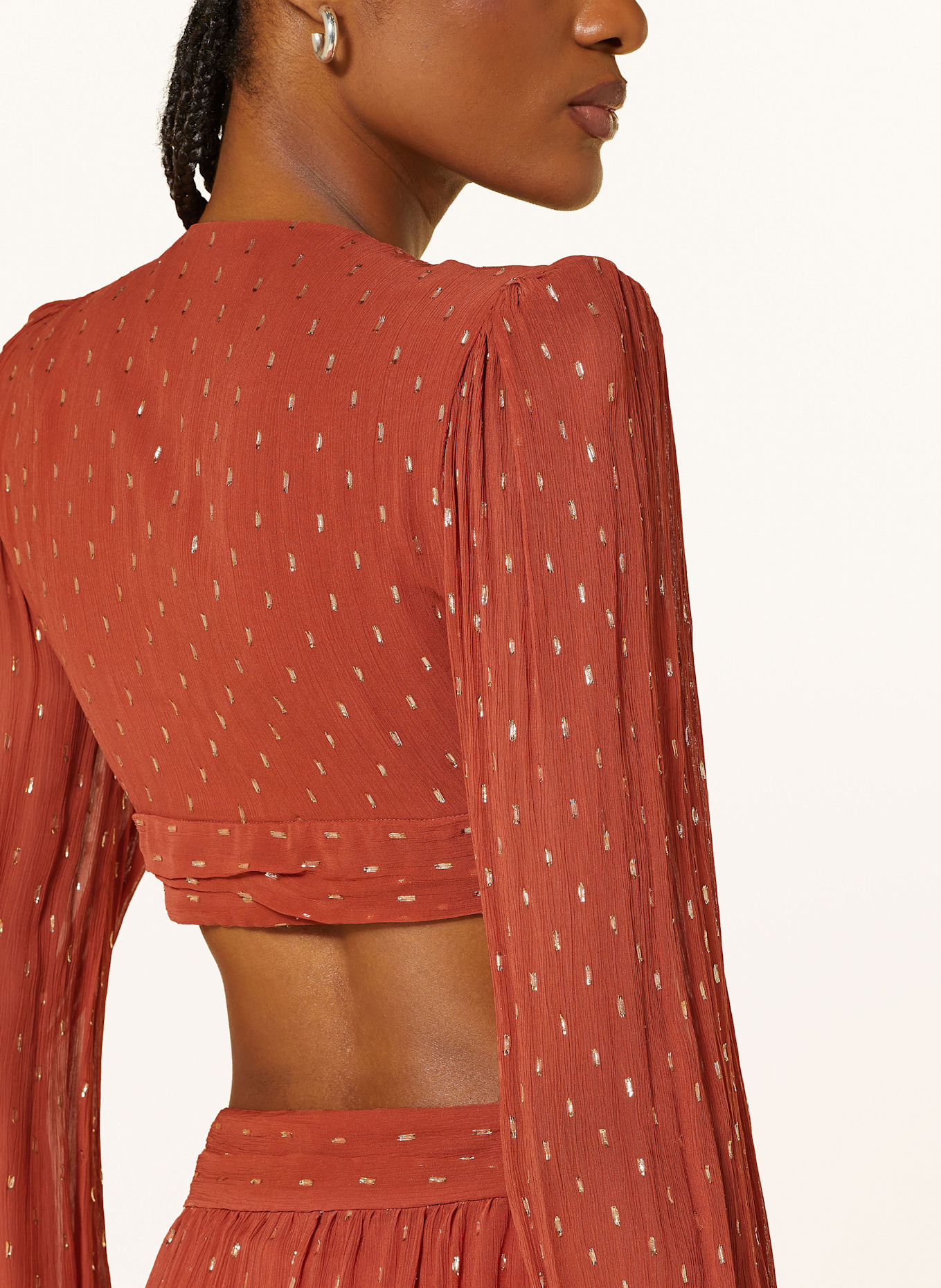 ba&sh Kleid MARRY mit Cut-outs und Glitzergarn: HELLROT