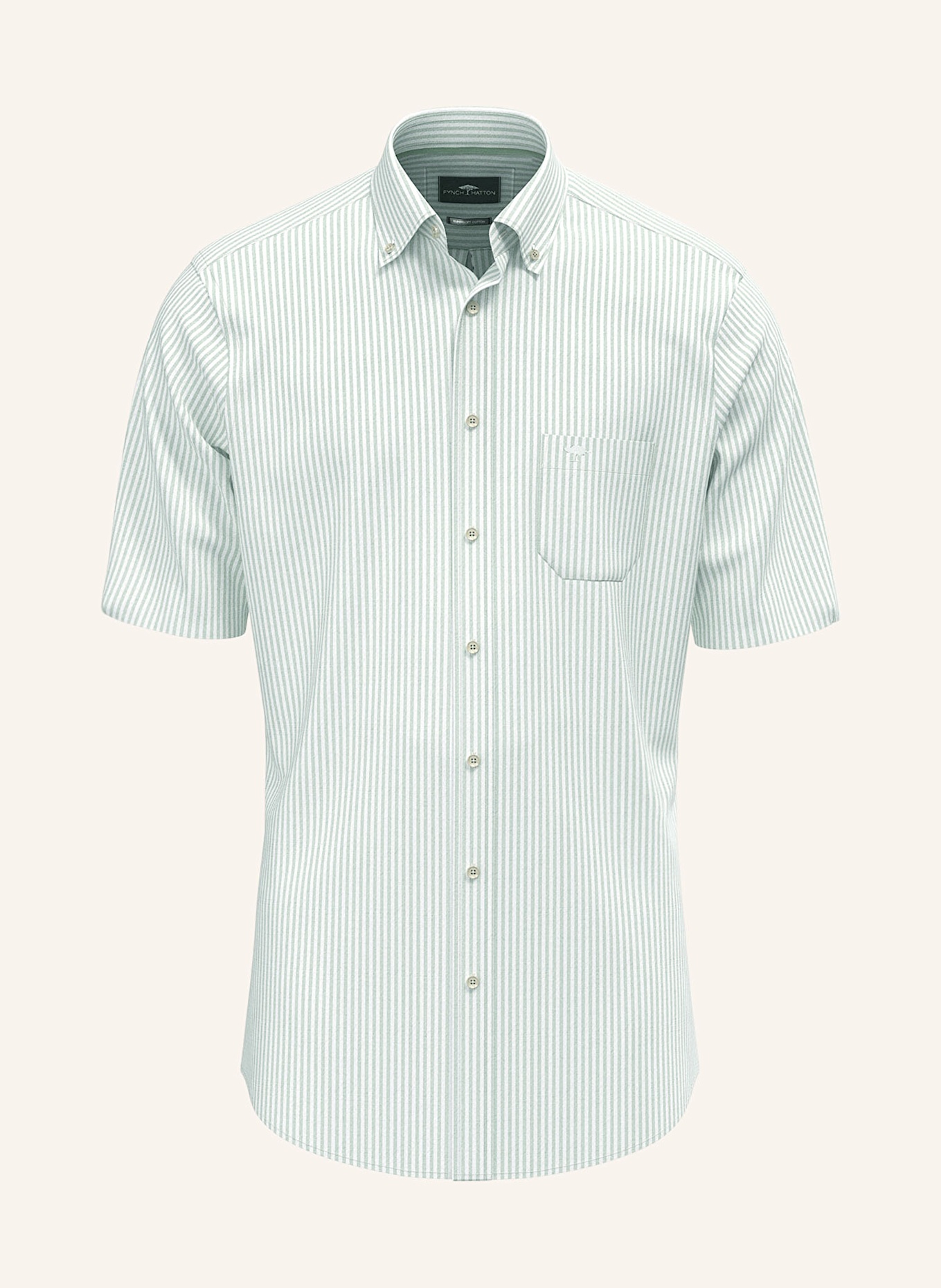 FYNCH-HATTON Short sleeve shirt comfort fit: LIGHT GREEN / WHITE