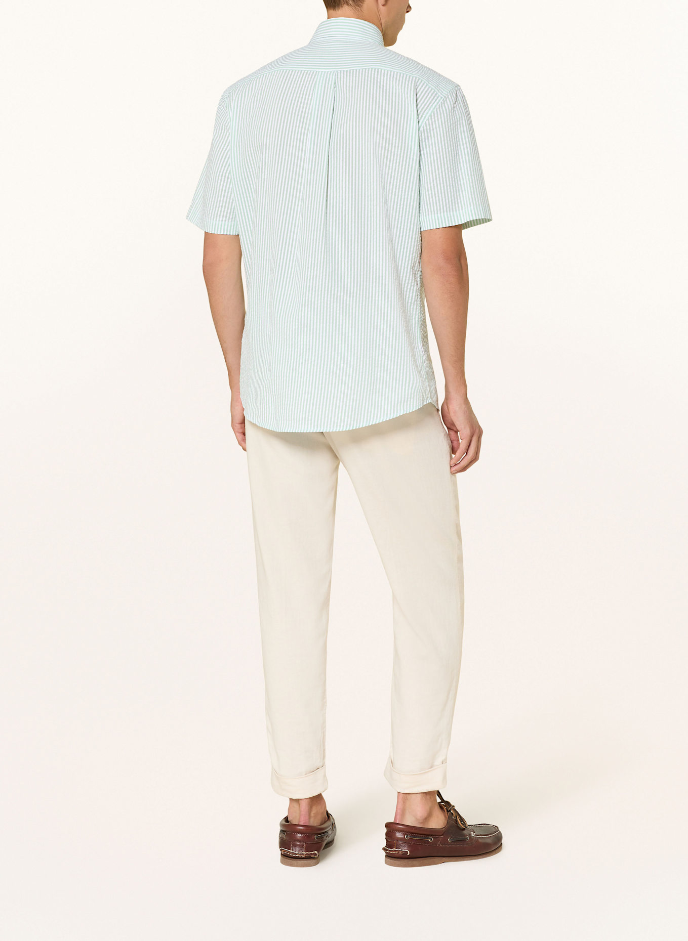 FYNCH-HATTON Short sleeve shirt comfort fit: LIGHT GREEN / WHITE