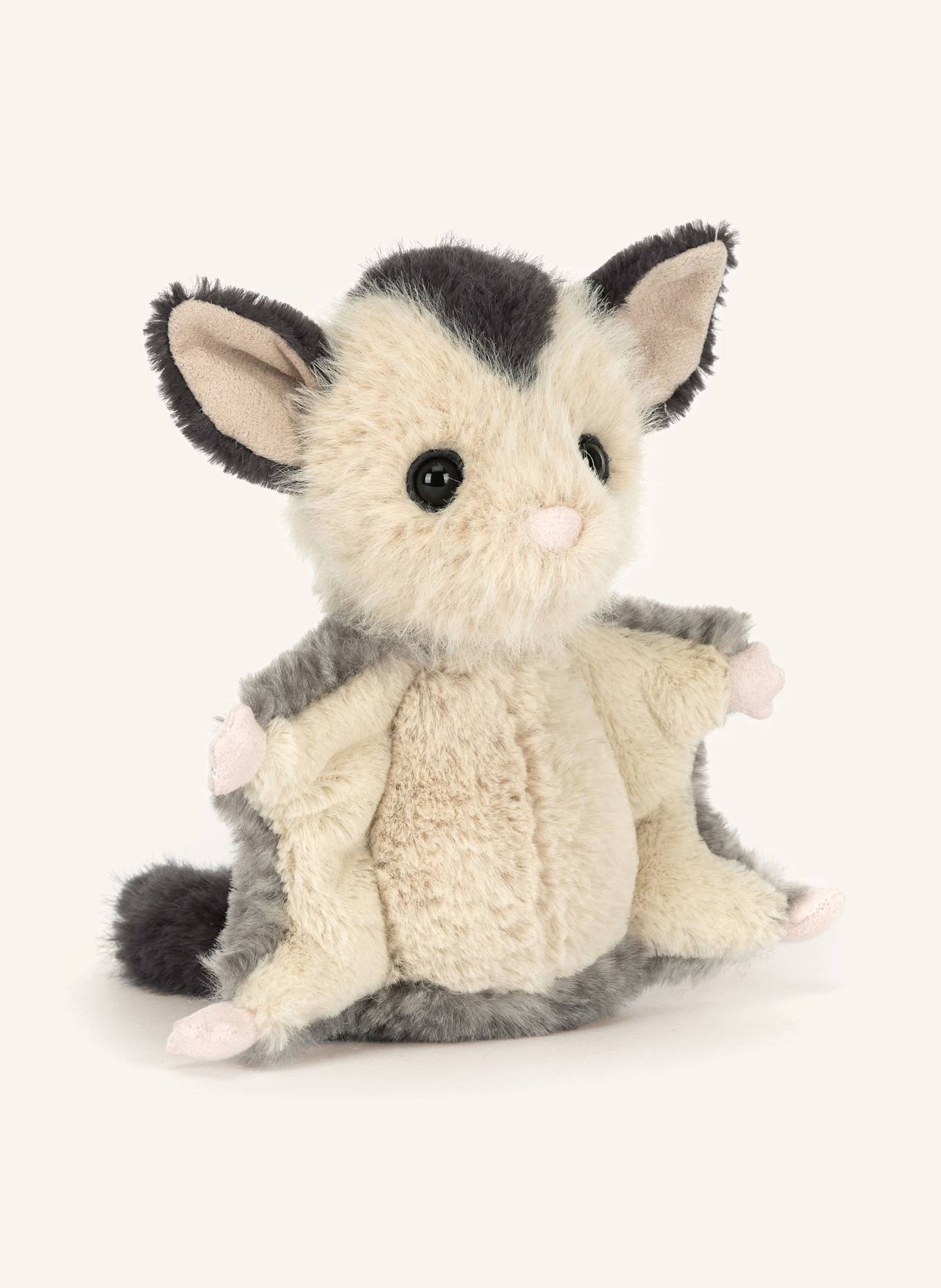 Jellycat LOLLY SUGAR GLIDER sliding cuddly toy: DARK GRAY / CREAM