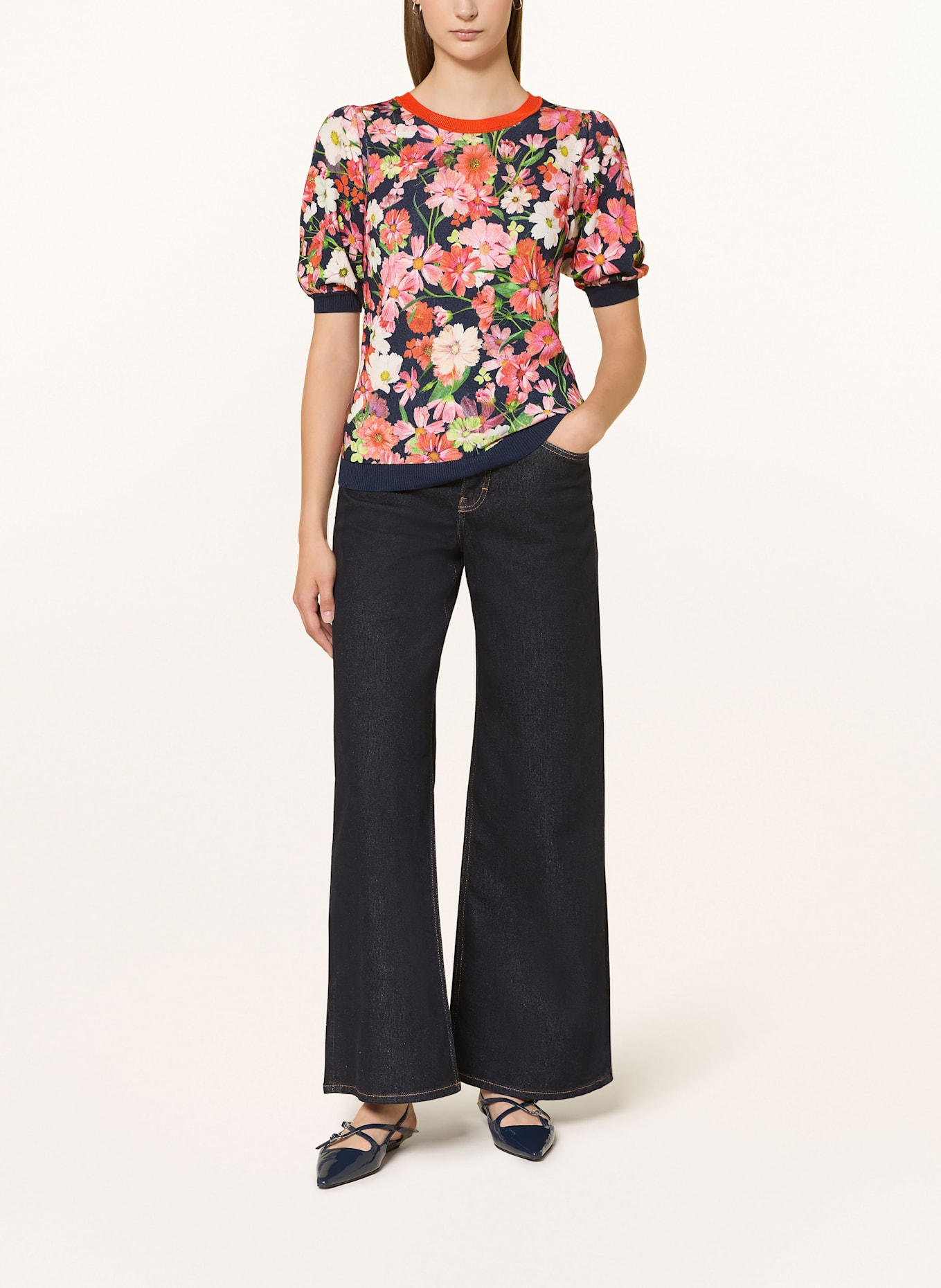 Phase Eight Strickshirt MEL: DUNKELBLAU / ORANGE / HELLGRÜN