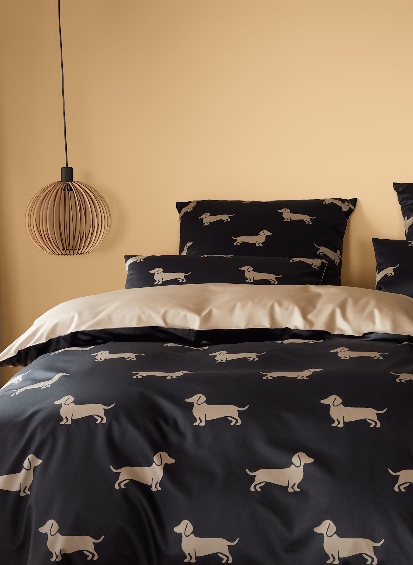 elegante Bettwäsche DOGS: SCHWARZ / TAUPE