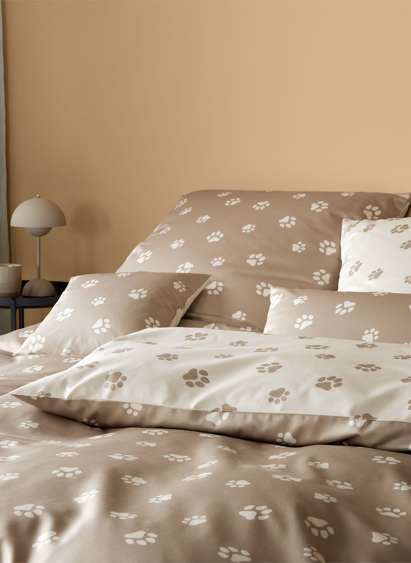 elegante Bettwäsche PAWS: BEIGE / CREME