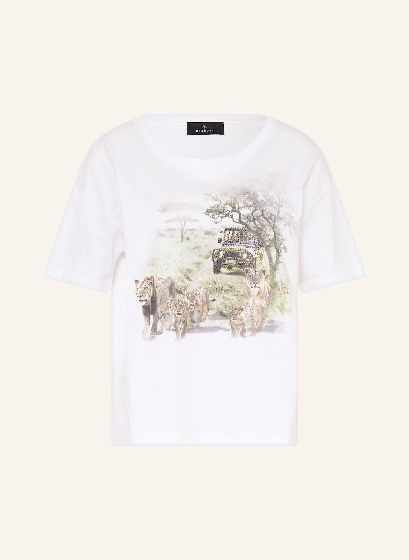 monari T-Shirt mit Schmucksteinen: CREME