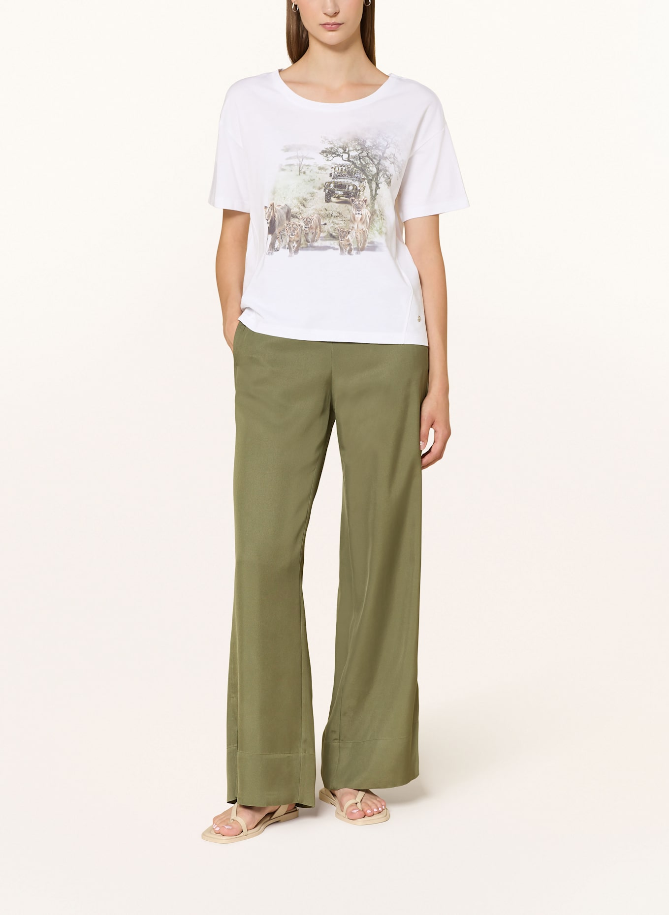monari T-Shirt mit Schmucksteinen: CREME