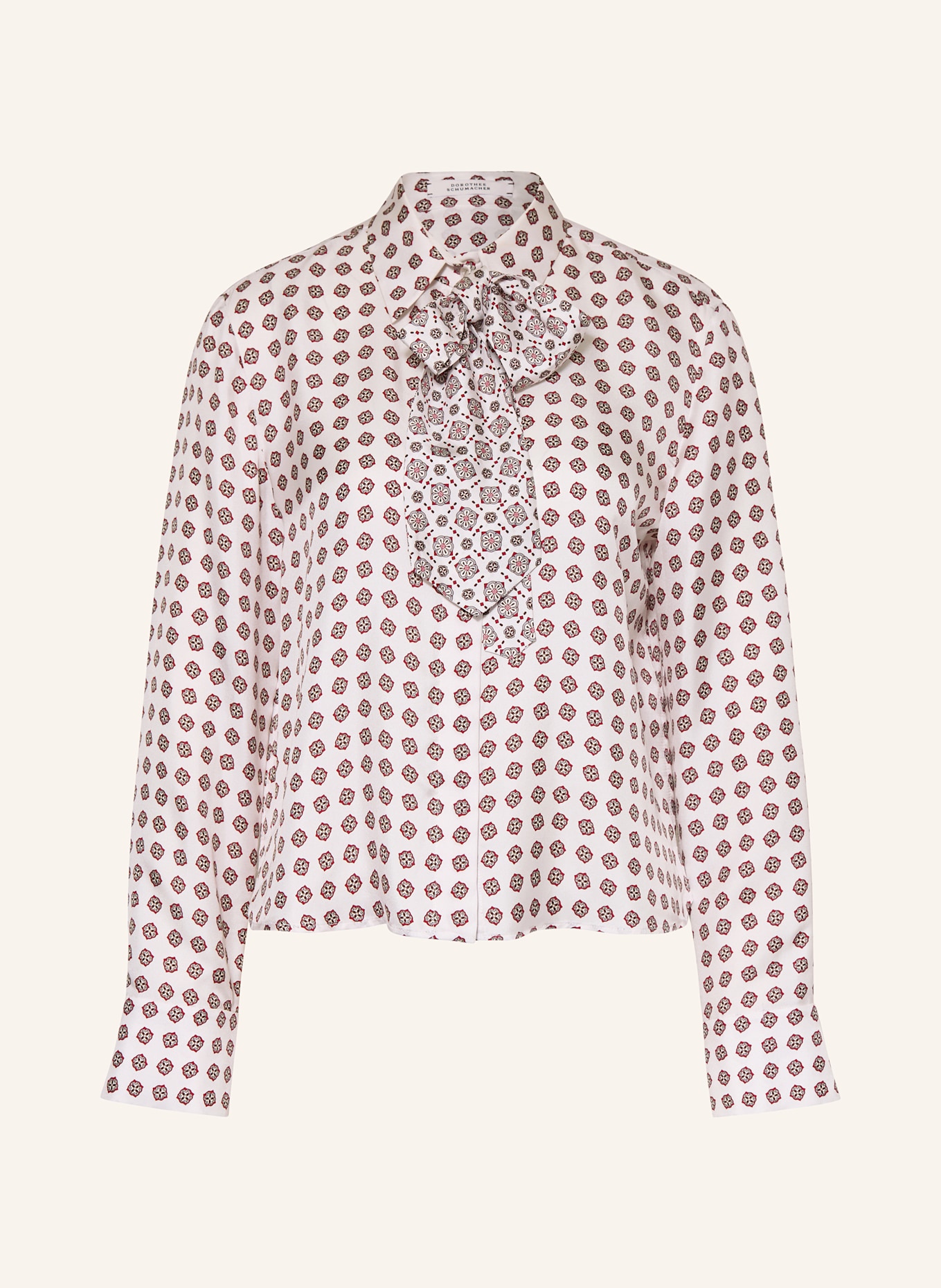 DOROTHEE SCHUMACHER Hemdbluse aus Seide mit abnehmbarer Schluppe: WEISS / ROT