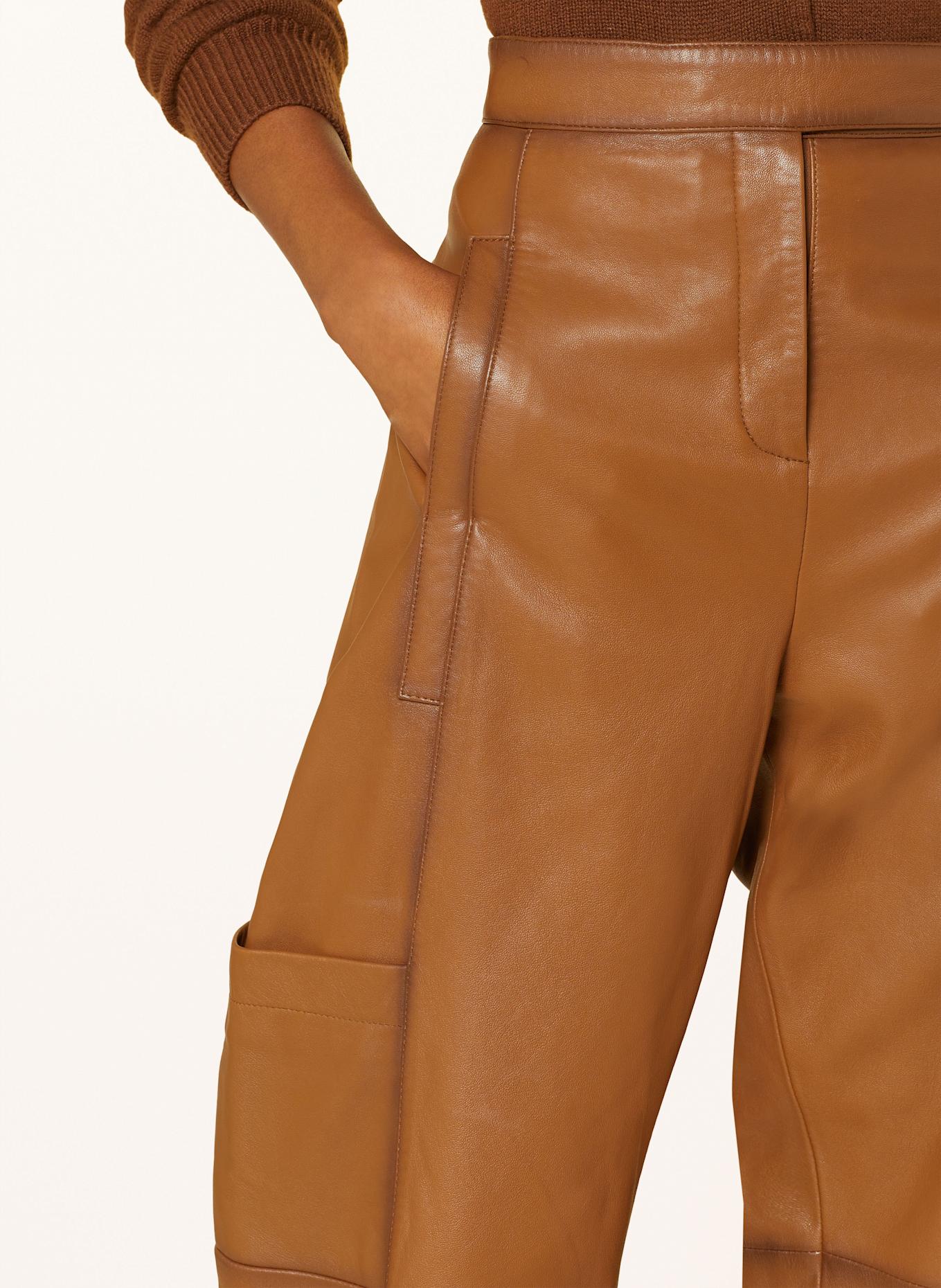DOROTHEE SCHUMACHER 7/8-Lederhose SLEEK STATEMENT II: COGNAC