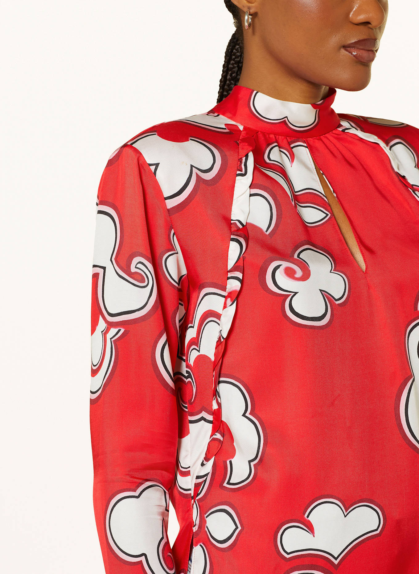 DOROTHEE SCHUMACHER Schluppenbluse SOFT FLORALS mit Cut-out: ROT / WEISS / ROSA