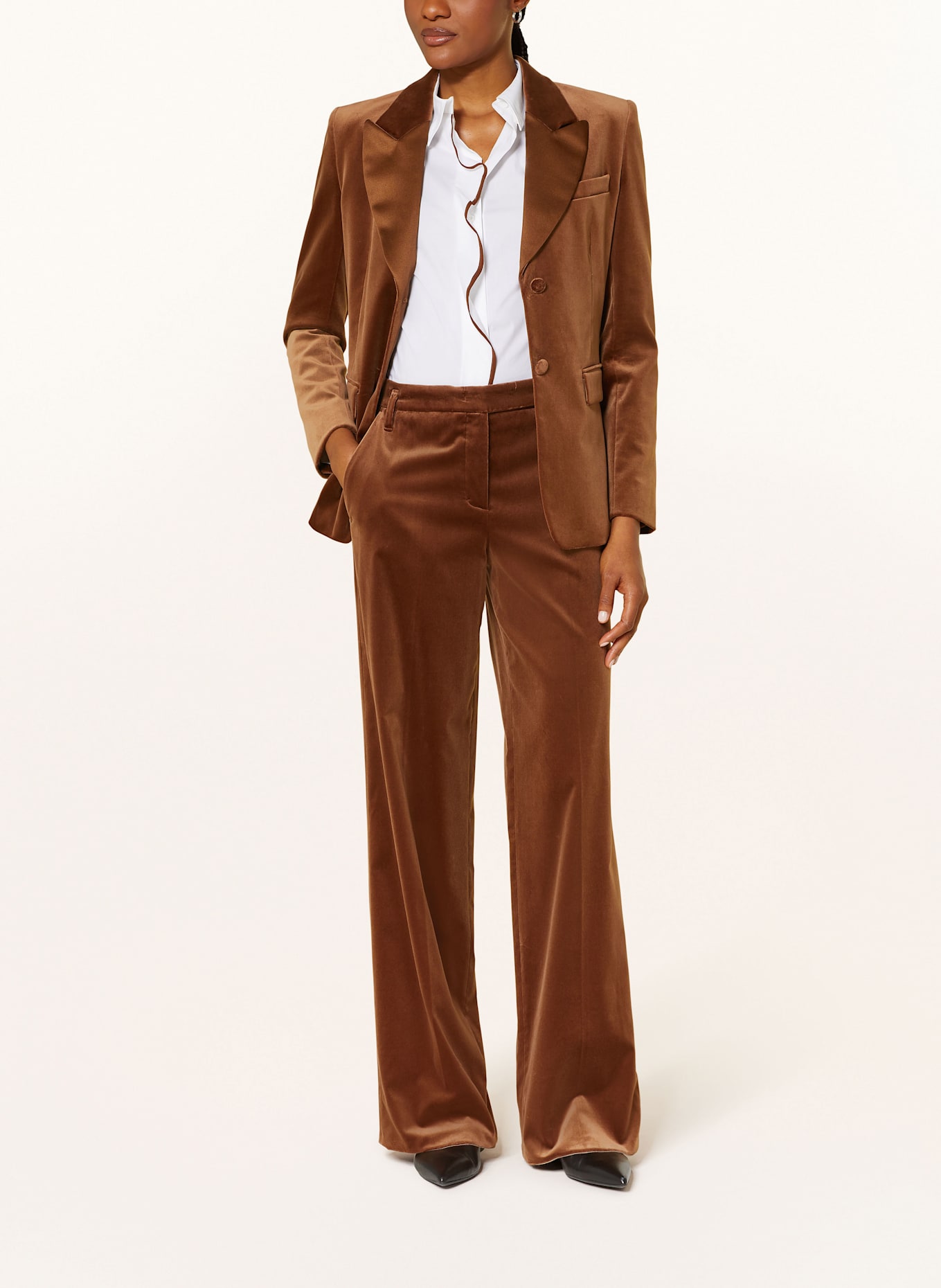 DOROTHEE SCHUMACHER ELEGANCE SOFTNESS velvet blazer: BROWN