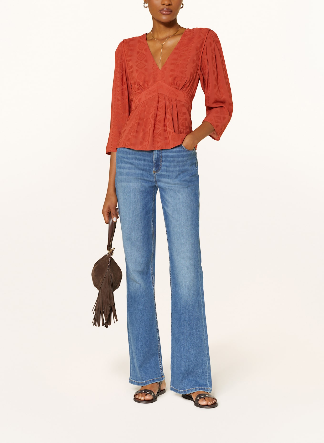 ba&sh Blusenshirt IDOL mit 3/4-Arm: DUNKELORANGE