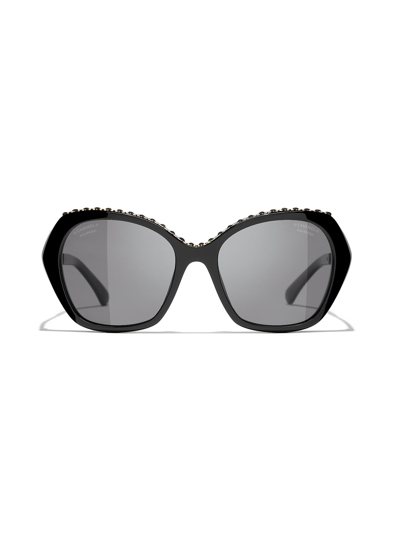 CHANEL Katzenaugenförmige Sonnenbrille: C622T8 - SCHWARZ/ DUNKELGRAU POLARISIERT