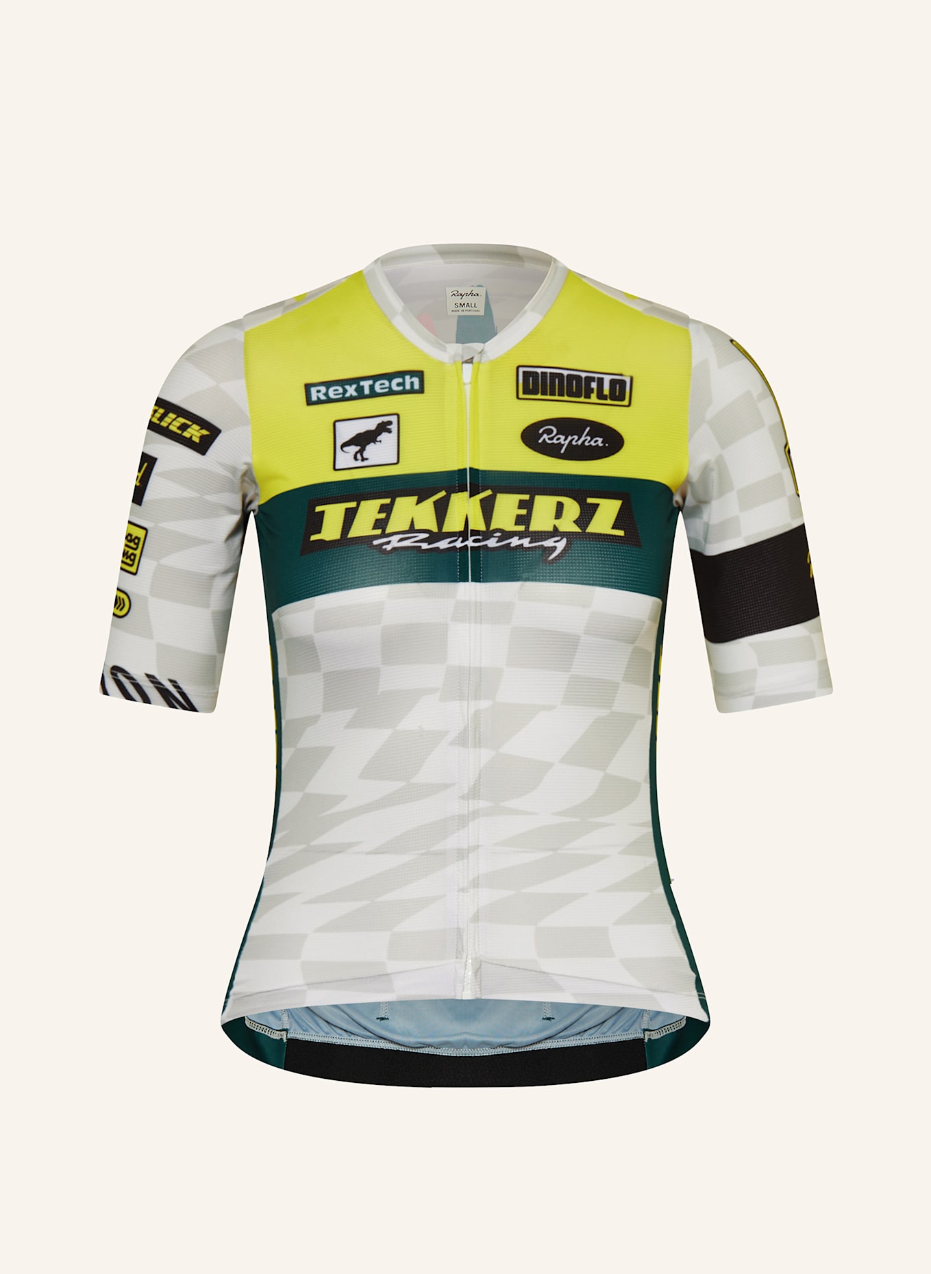 Rapha Radtrikot TEKKERZ PRO TEAM TRAINING: ECRU / DUNKELGRÜN / NEONGELB
