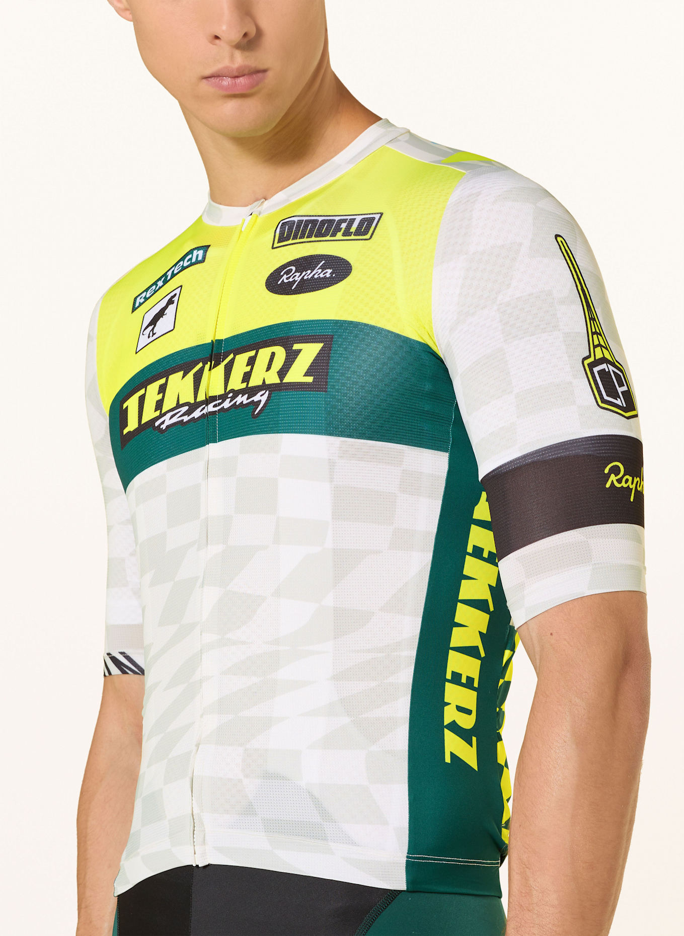 Rapha Koszulka rowerowa TEKKERZ PRO TEAM TRAINING: BIAŁY / JASNOCZARY / ZIELONY