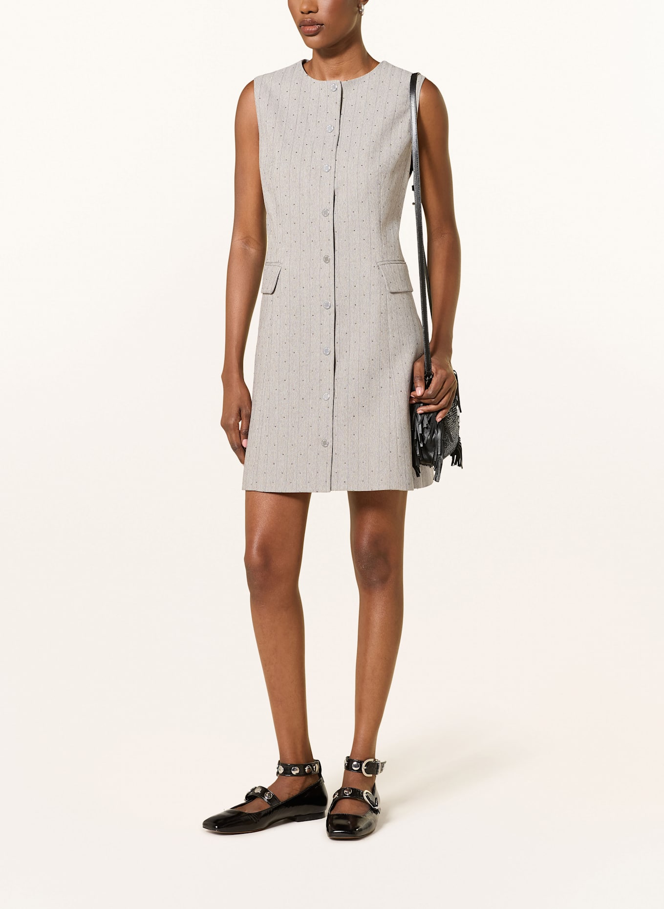 maje Kleid mit Schmucksteinen: HELLGRAU