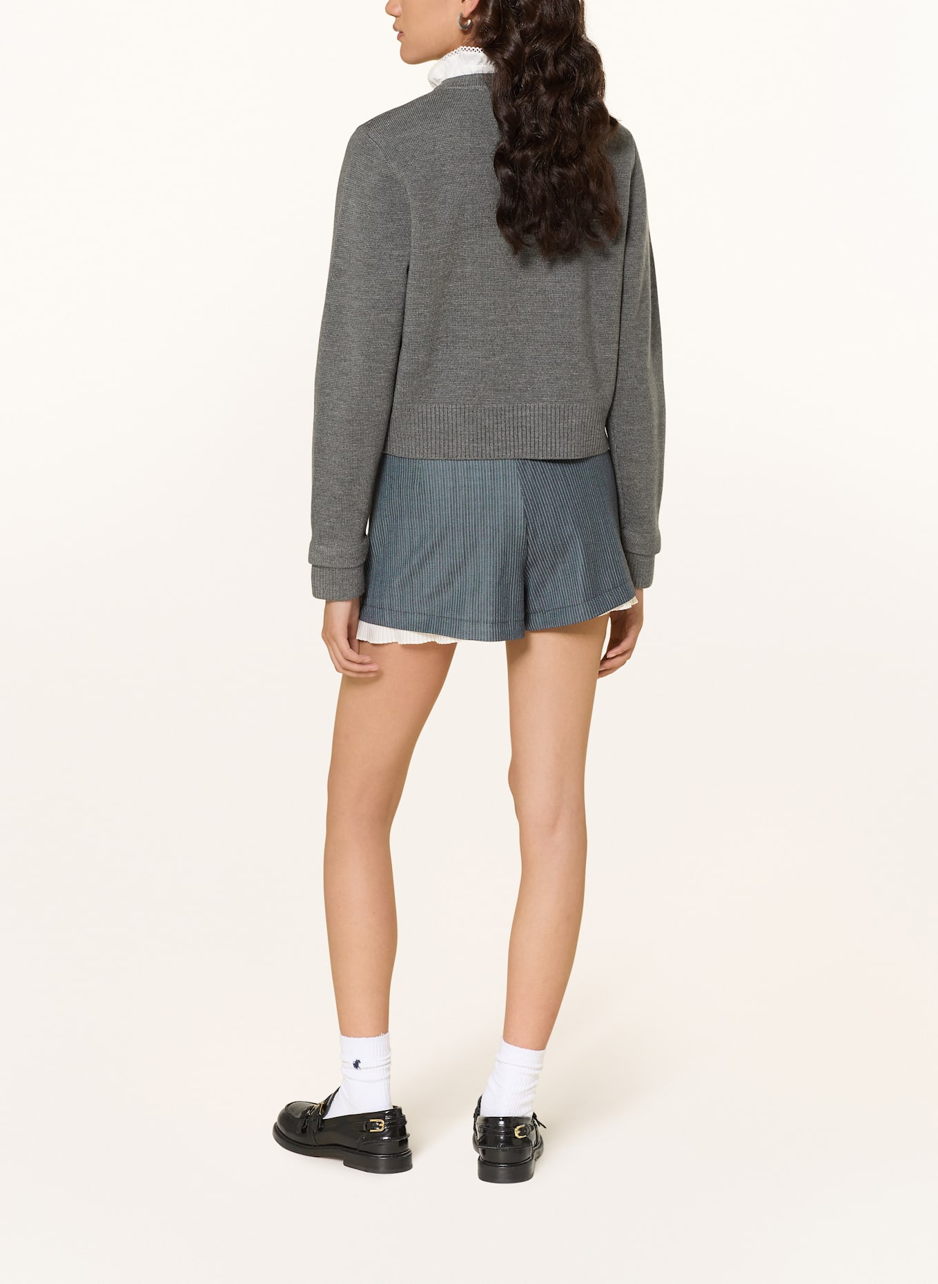 SANDRO Strickjacke mit abnehmbarem Kragen: GRAU