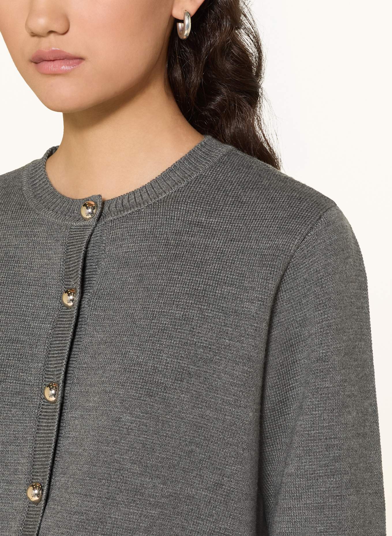 SANDRO Strickjacke mit abnehmbarem Kragen: GRAU